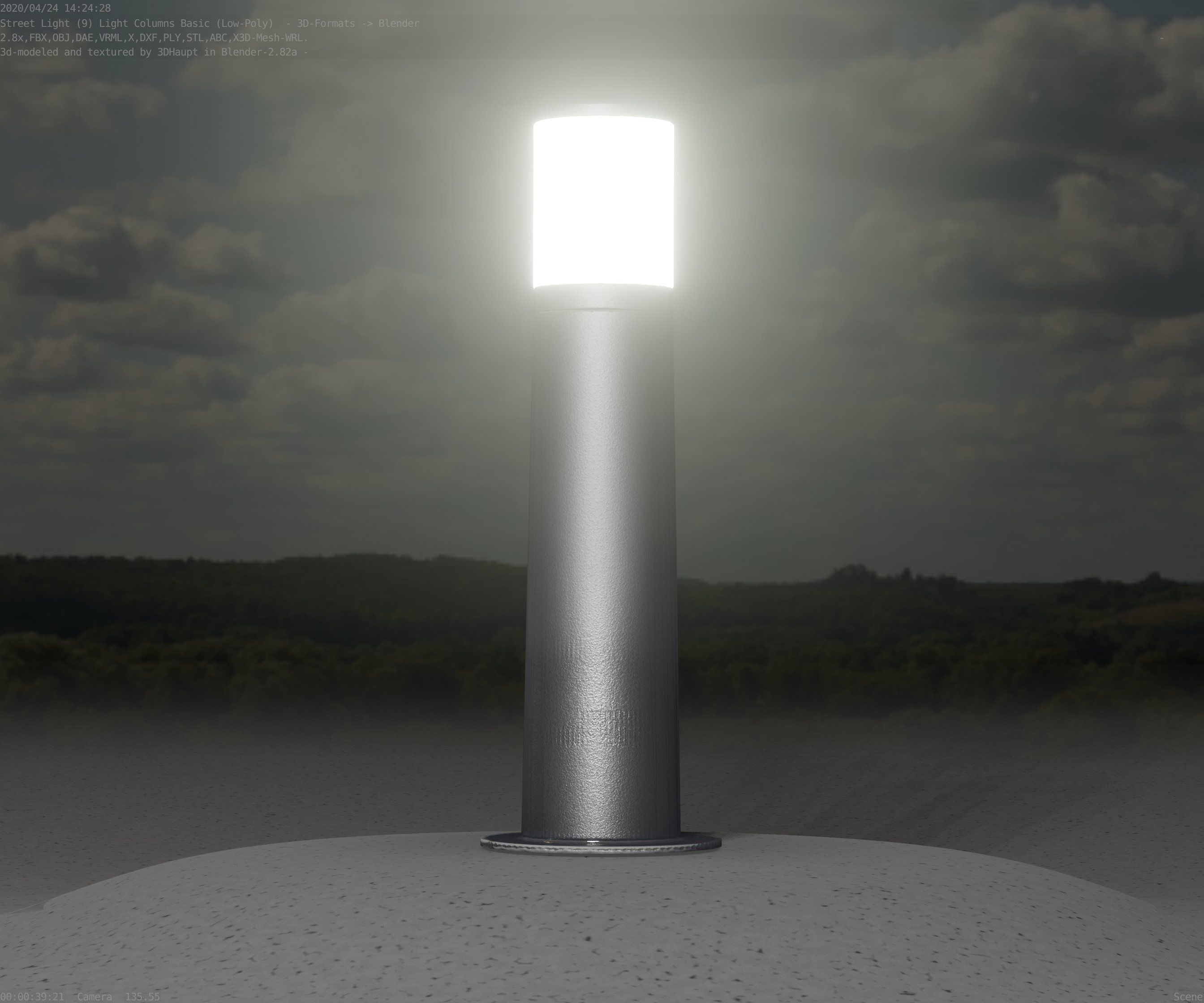 Low-Poly Basic Light Column 10 - Street Light Set-9 Low-poly 3D model_58
