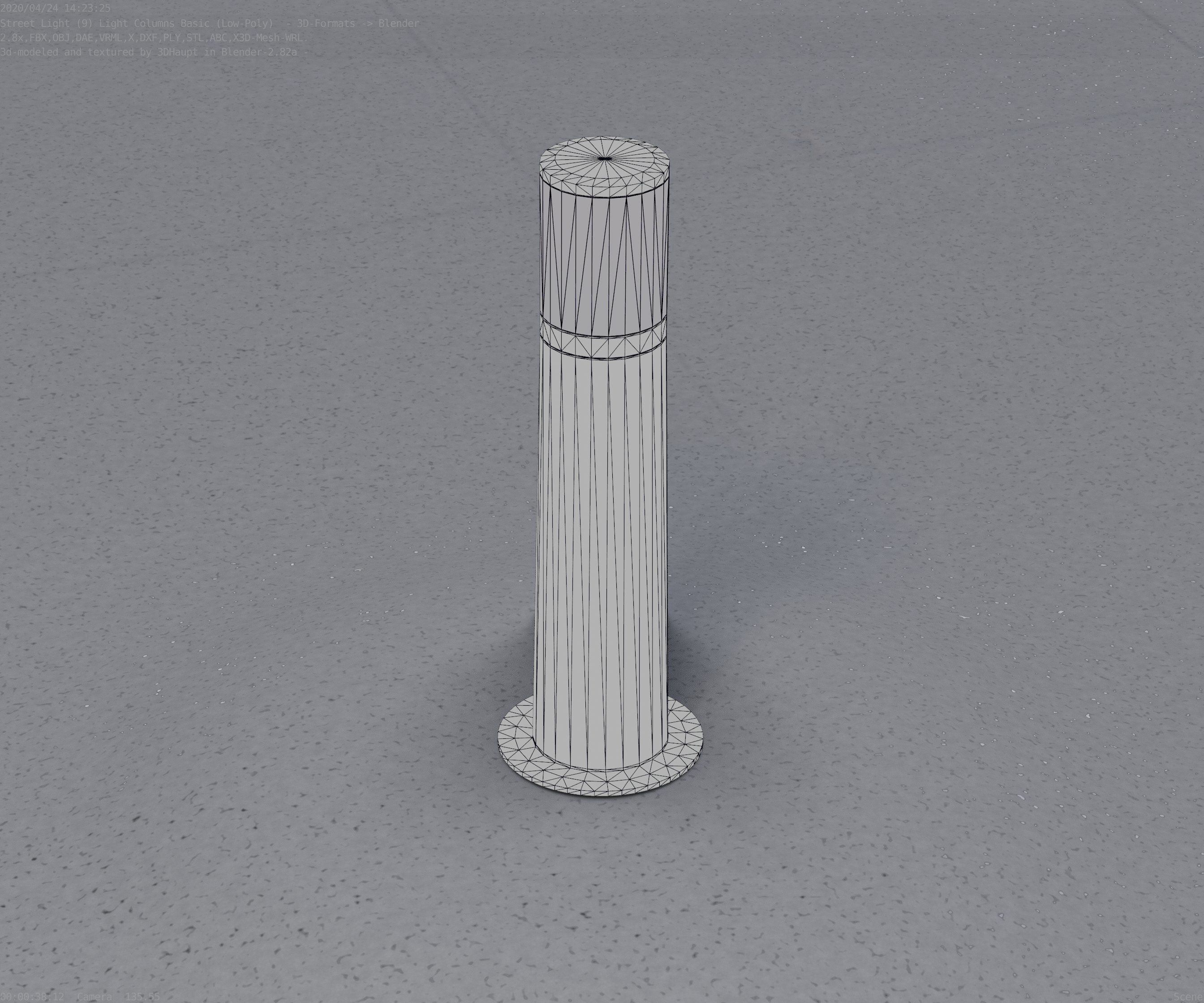 Low-Poly Basic Light Column 10 - Street Light Set-9 Low-poly 3D model_26