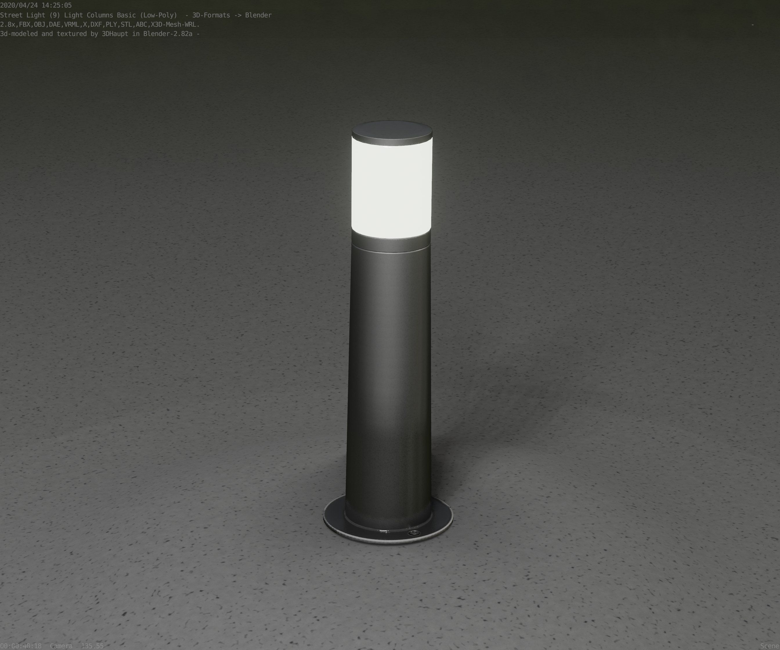Low-Poly Basic Light Column 10 - Street Light Set-9 Low-poly 3D model_79