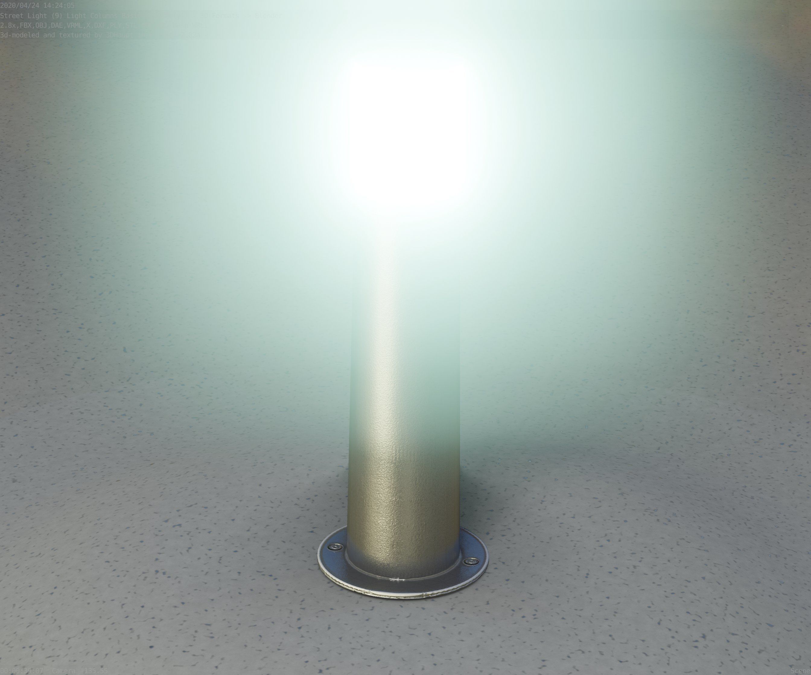 Low-Poly Basic Light Column 10 - Street Light Set-9 Low-poly 3D model_45