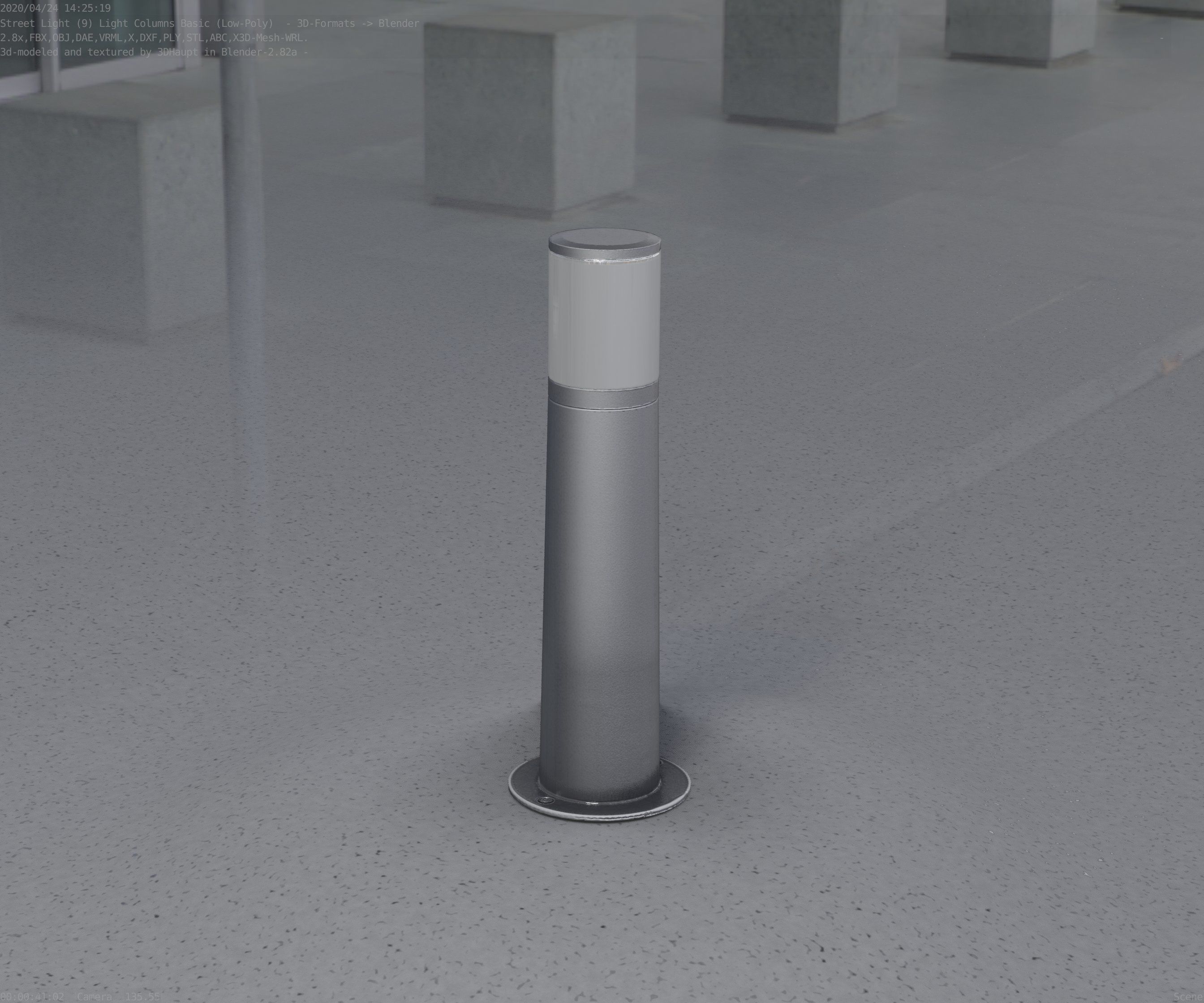 Low-Poly Basic Light Column 10 - Street Light Set-9 Low-poly 3D model_87