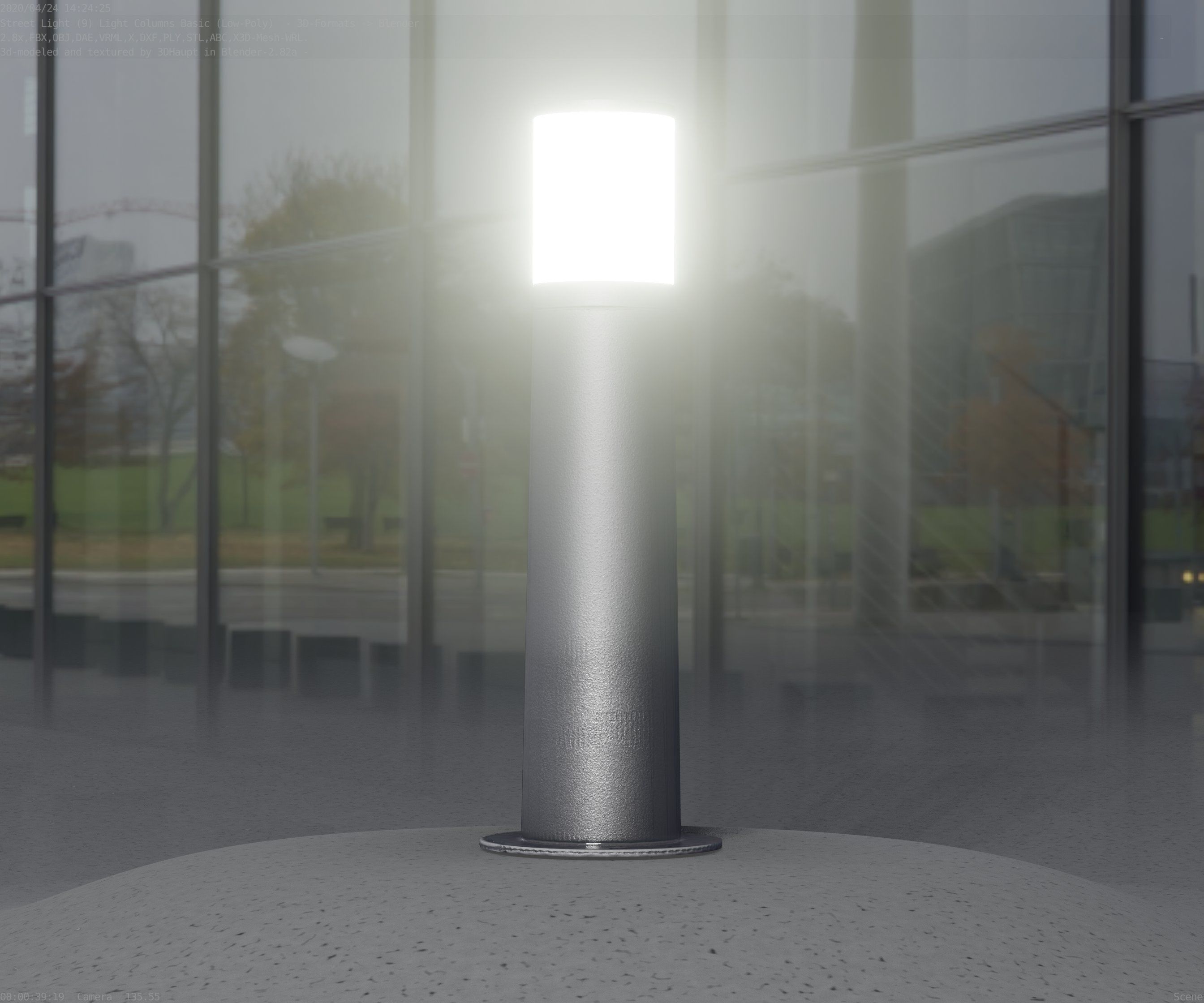 Low-Poly Basic Light Column 10 - Street Light Set-9 Low-poly 3D model_56