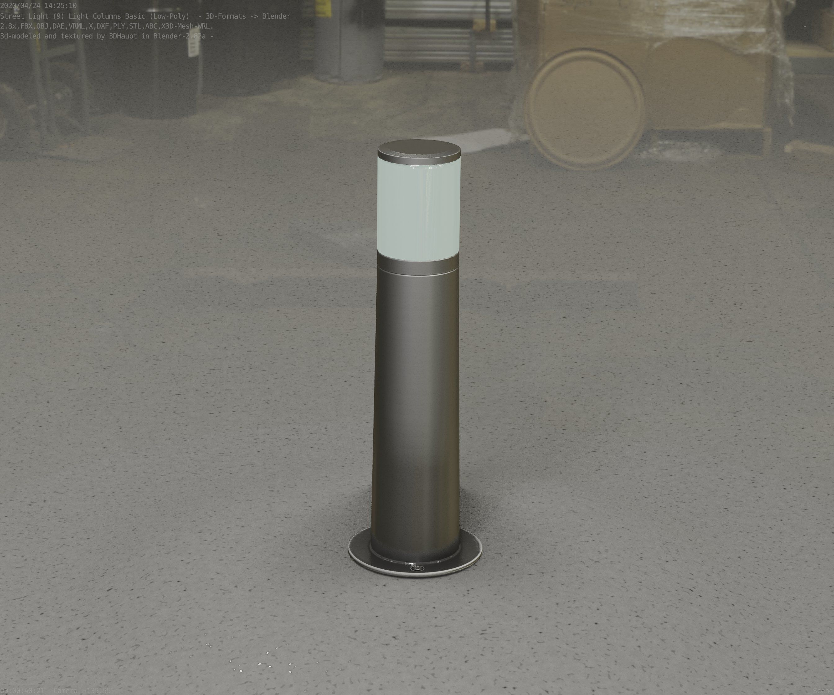 Low-Poly Basic Light Column 10 - Street Light Set-9 Low-poly 3D model_82