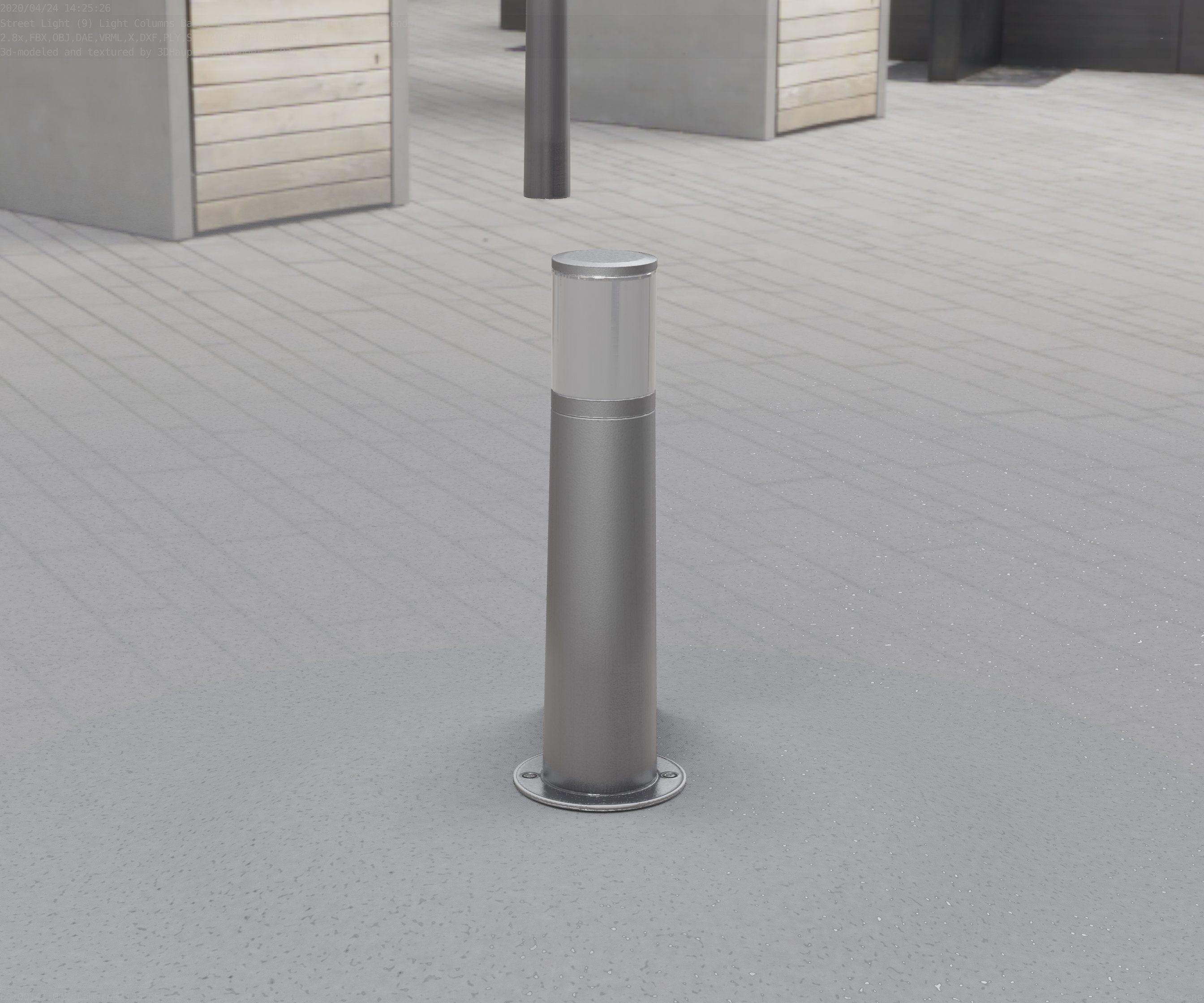 Low-Poly Basic Light Column 10 - Street Light Set-9 Low-poly 3D model_1