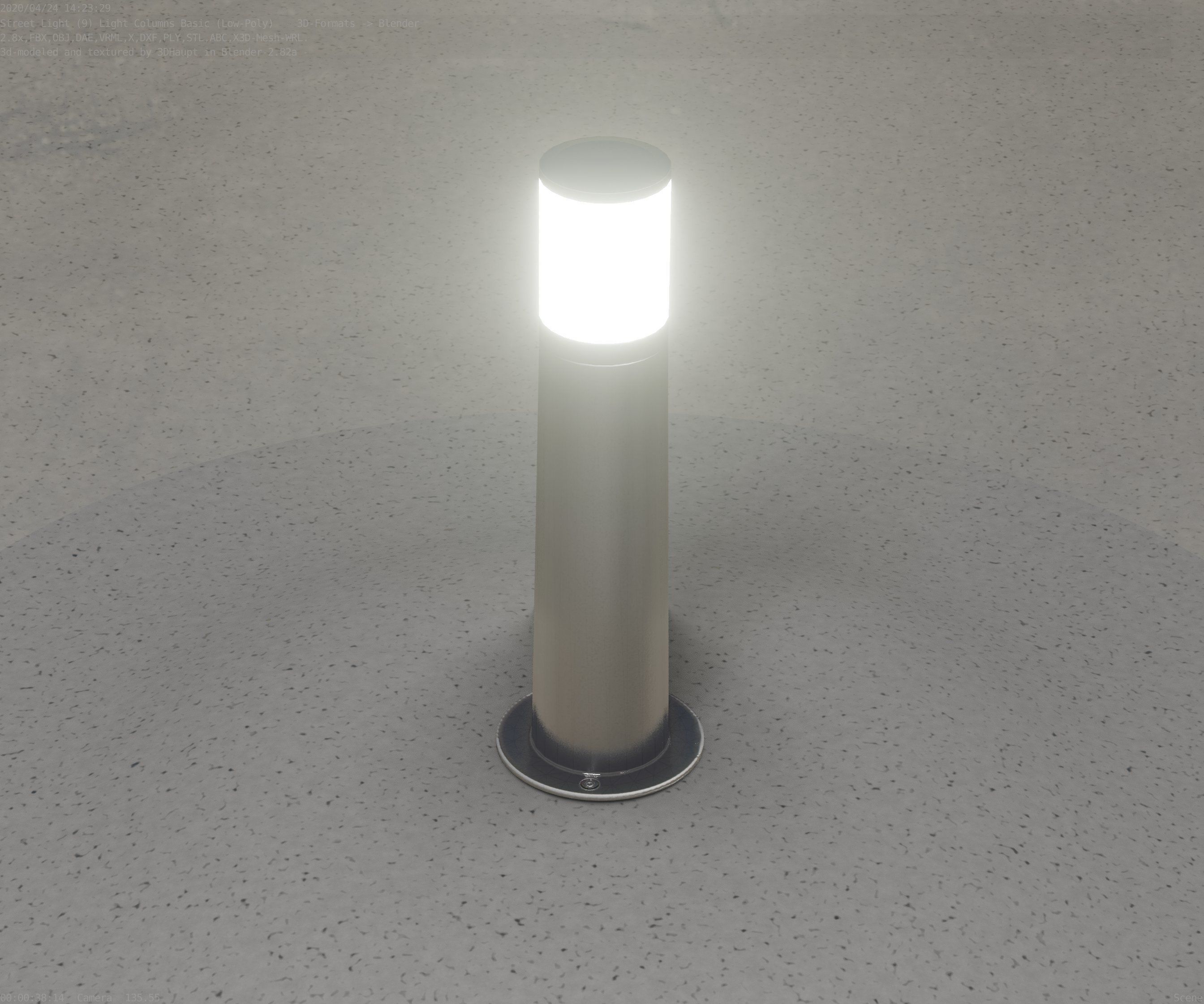 Low-Poly Basic Light Column 10 - Street Light Set-9 Low-poly 3D model_28