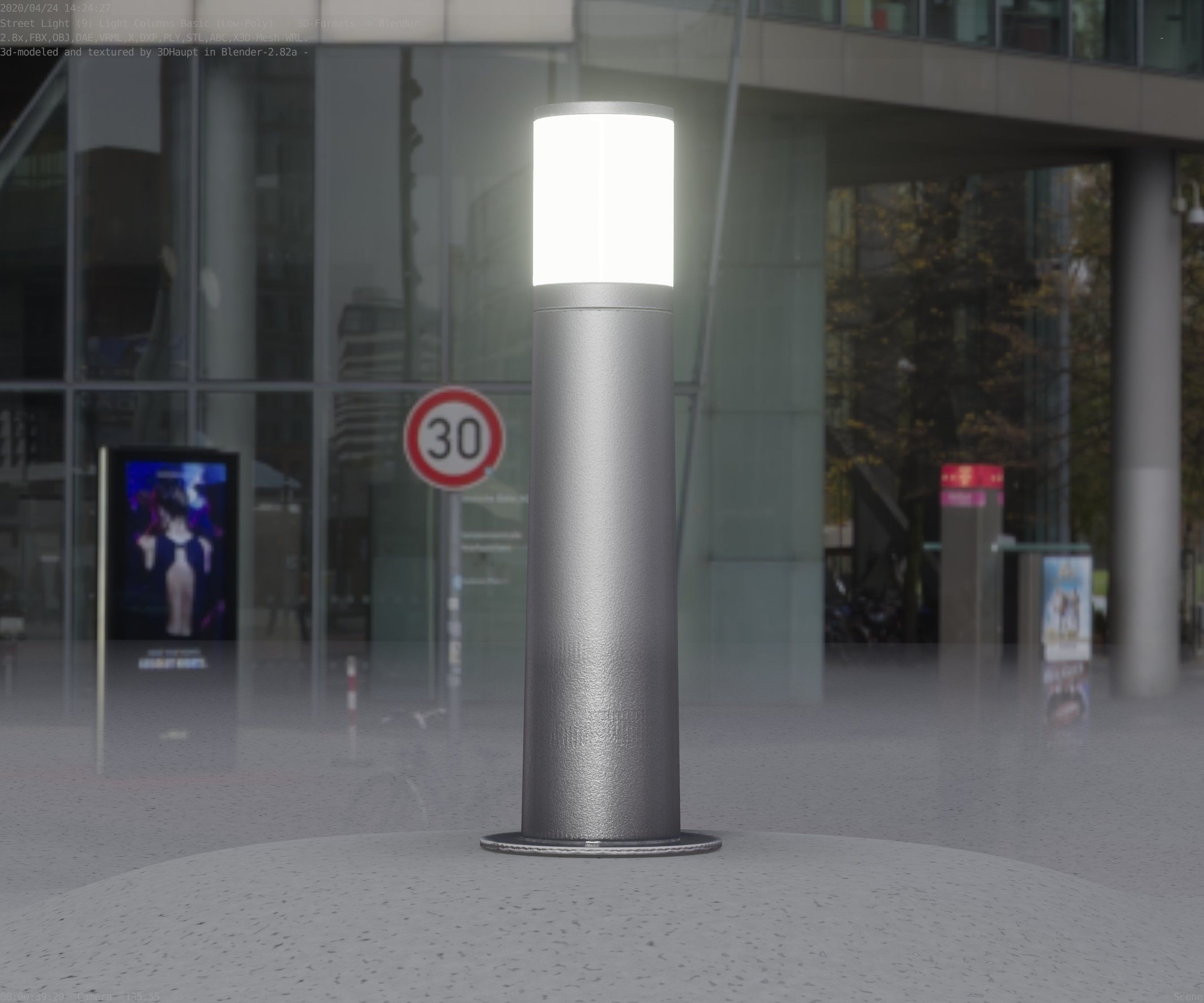 Low-Poly Basic Light Column 10 - Street Light Set-9 Low-poly 3D model_57