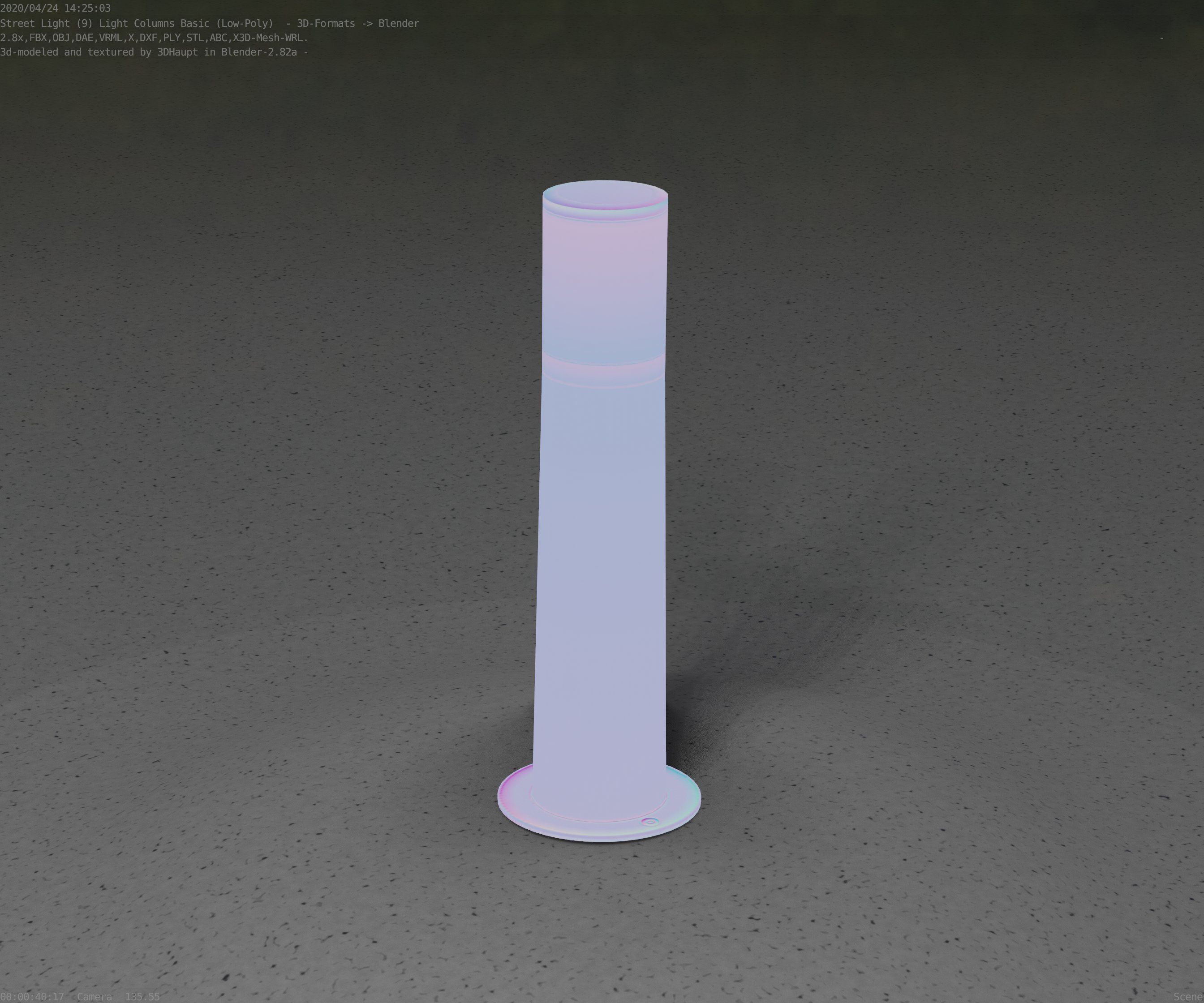 Low-Poly Basic Light Column 10 - Street Light Set-9 Low-poly 3D model_78