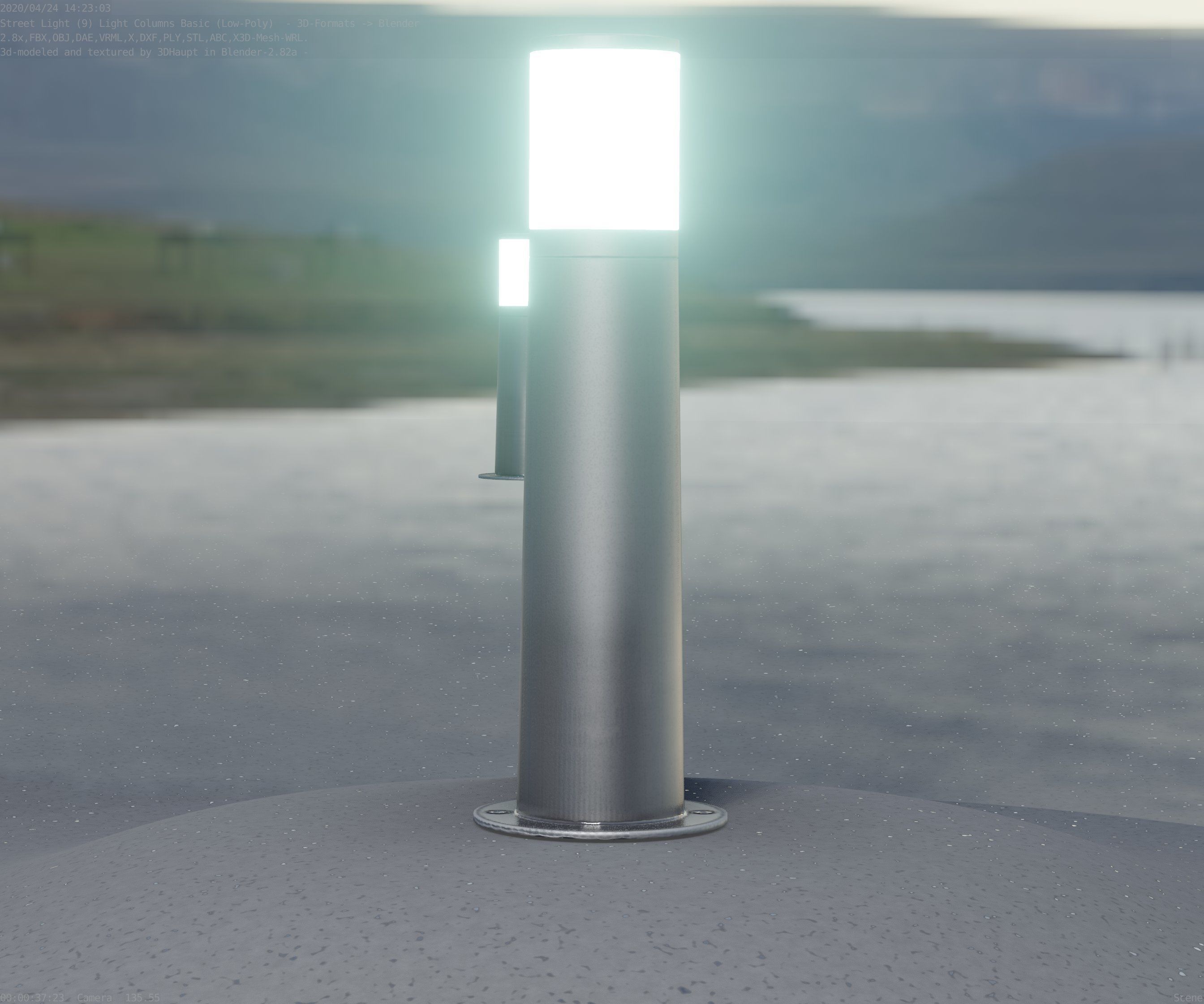 Low-Poly Basic Light Column 10 - Street Light Set-9 Low-poly 3D model_9