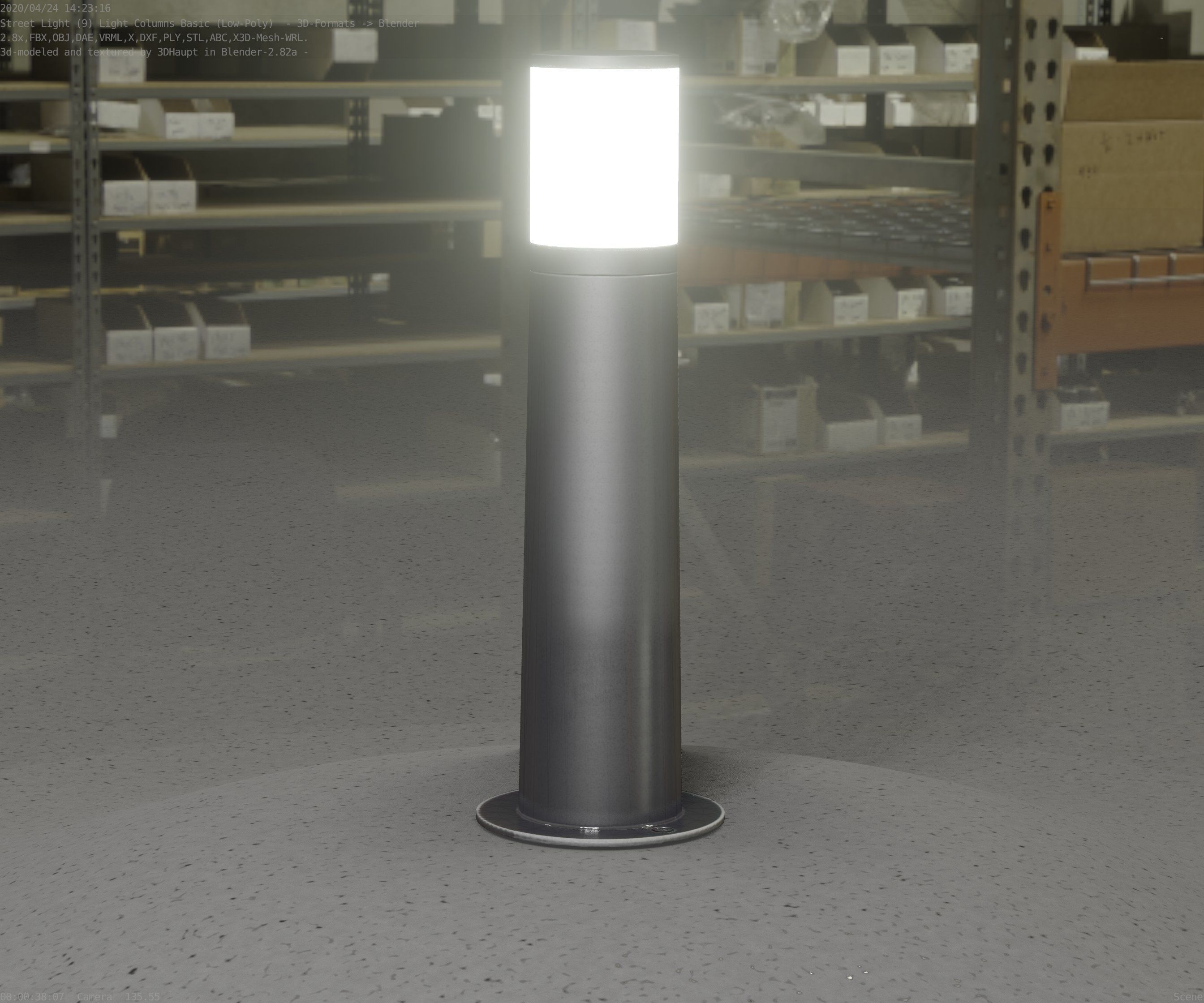 Low-Poly Basic Light Column 10 - Street Light Set-9 Low-poly 3D model_17