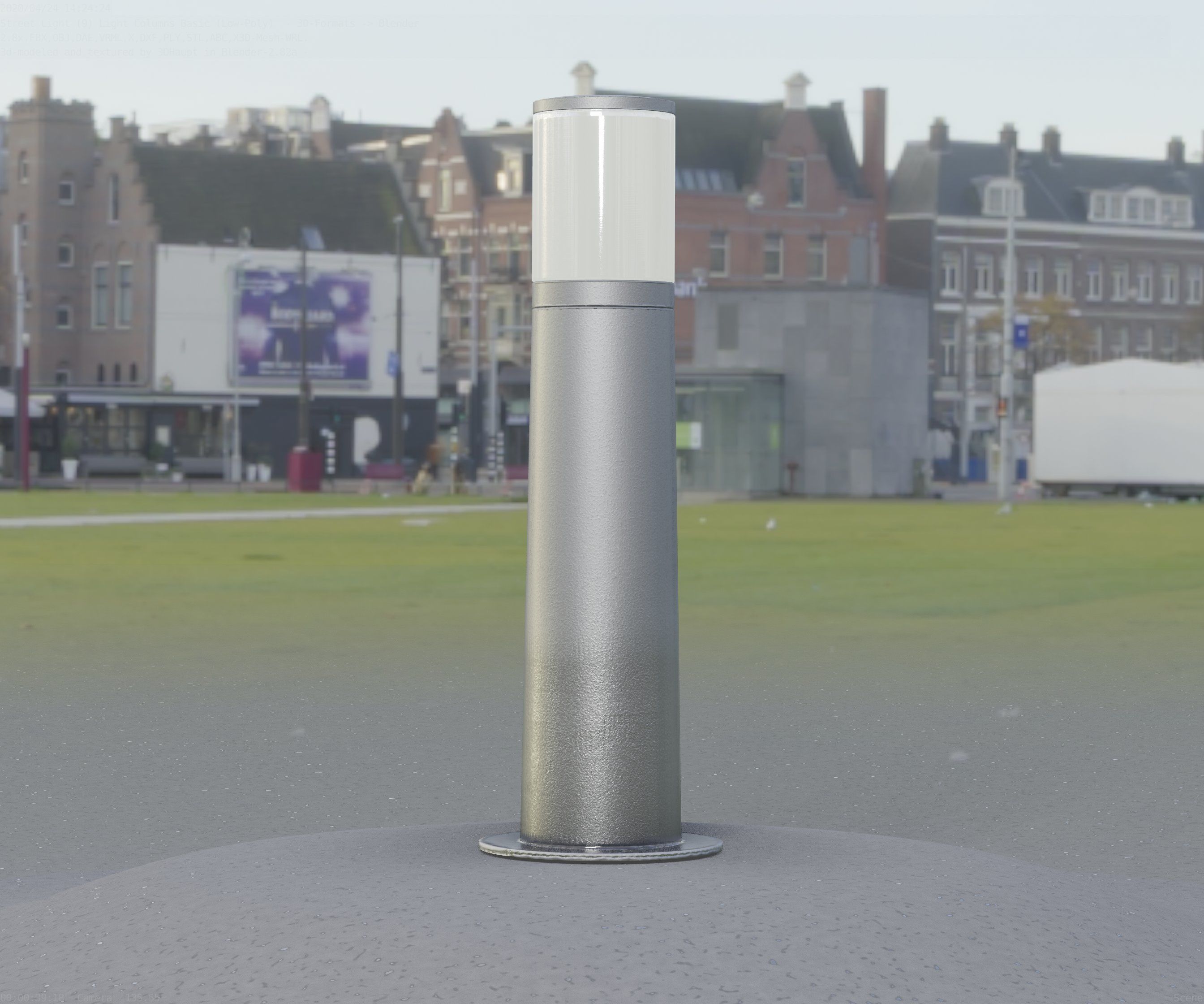 Low-Poly Basic Light Column 10 - Street Light Set-9 Low-poly 3D model_55