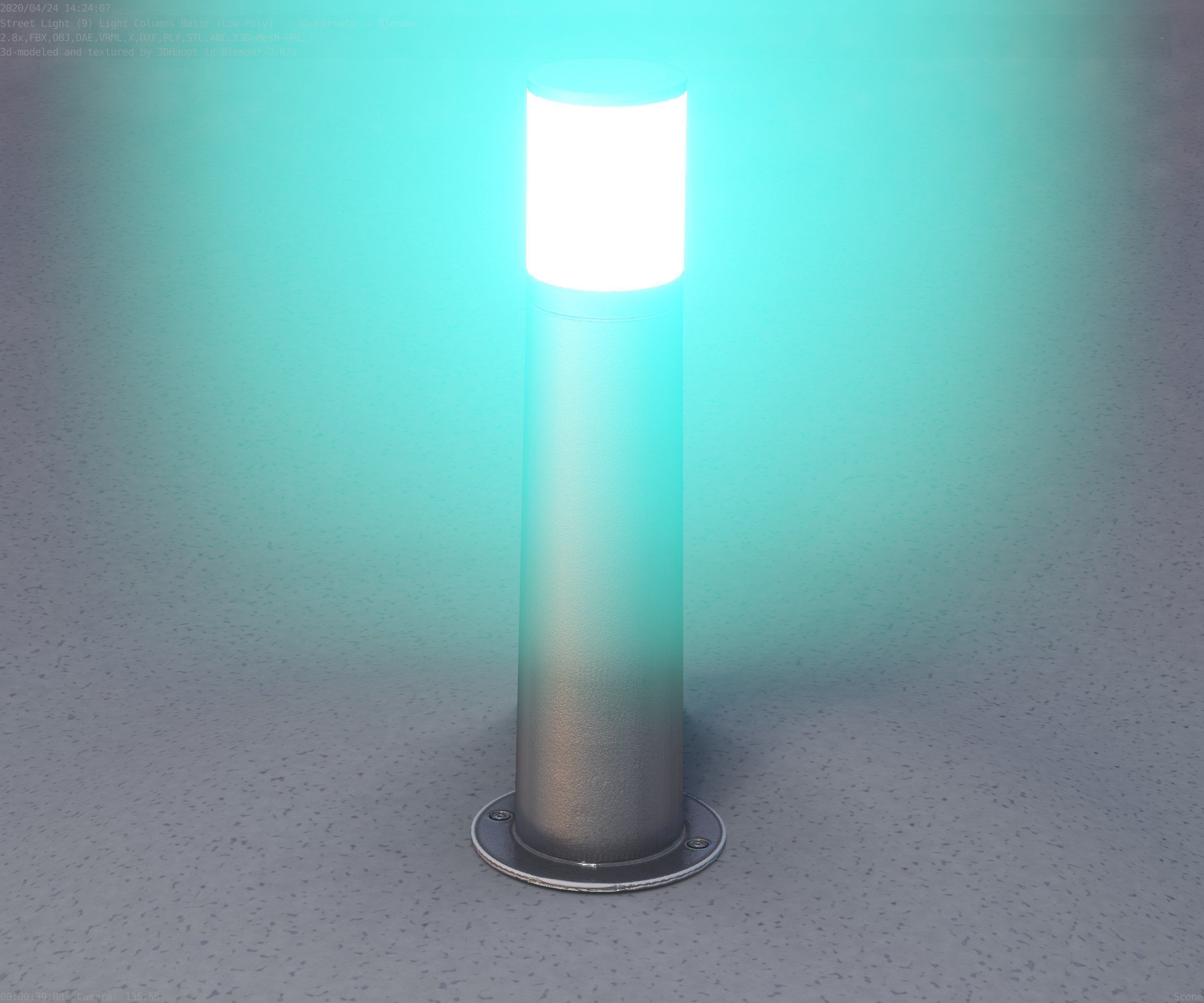 Low-Poly Basic Light Column 10 - Street Light Set-9 Low-poly 3D model_46