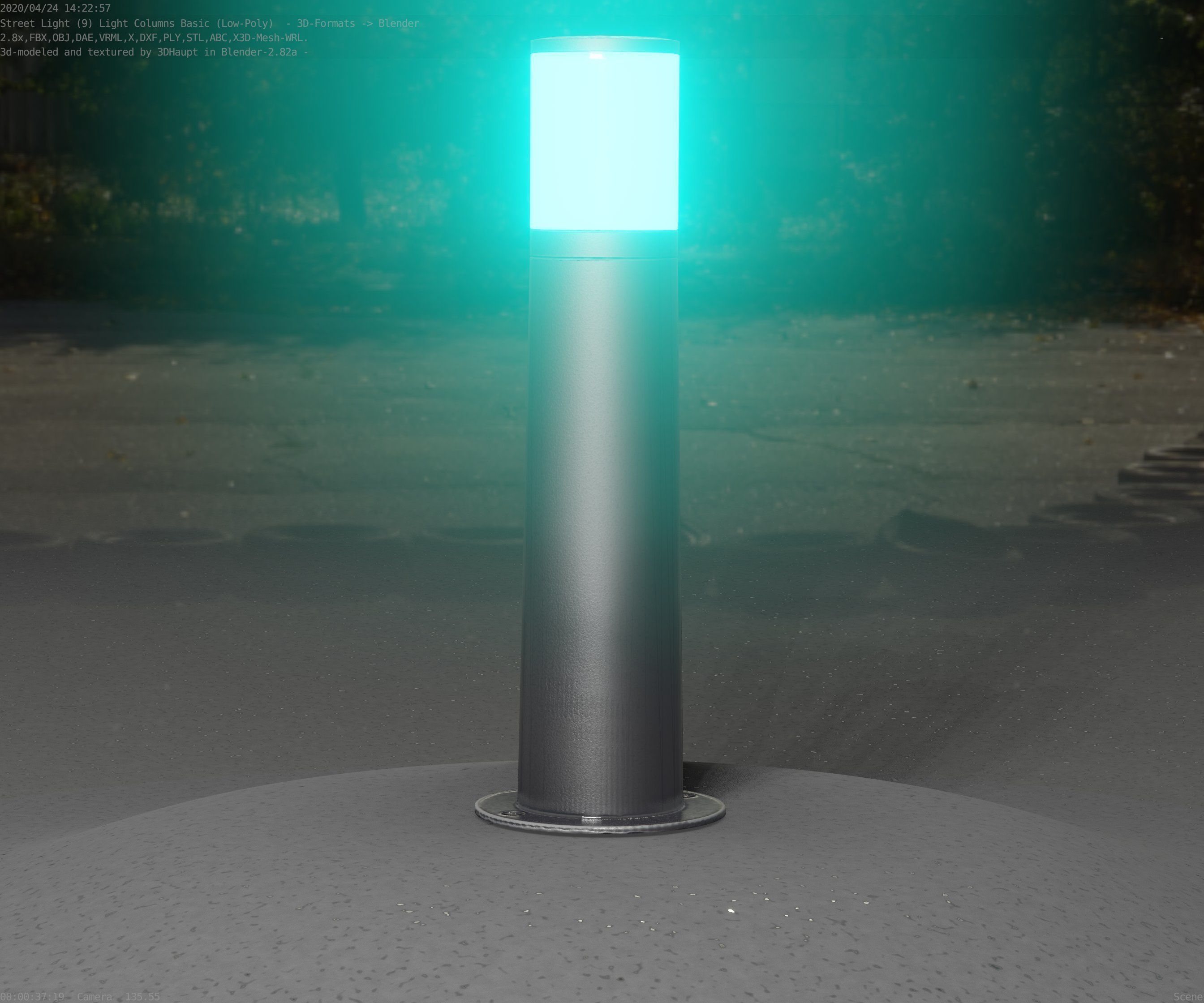 Low-Poly Basic Light Column 10 - Street Light Set-9 Low-poly 3D model_5