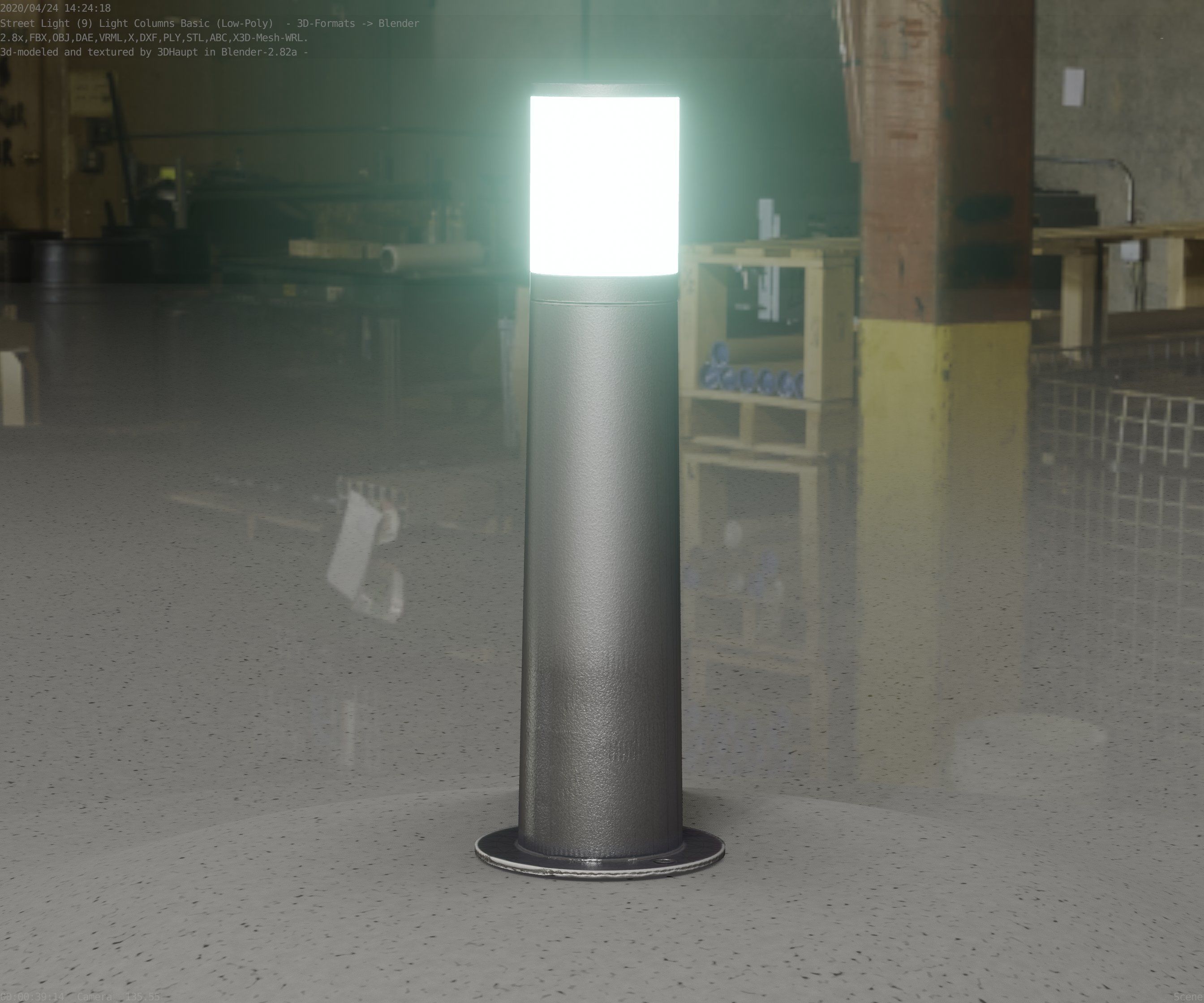 Low-Poly Basic Light Column 10 - Street Light Set-9 Low-poly 3D model_52