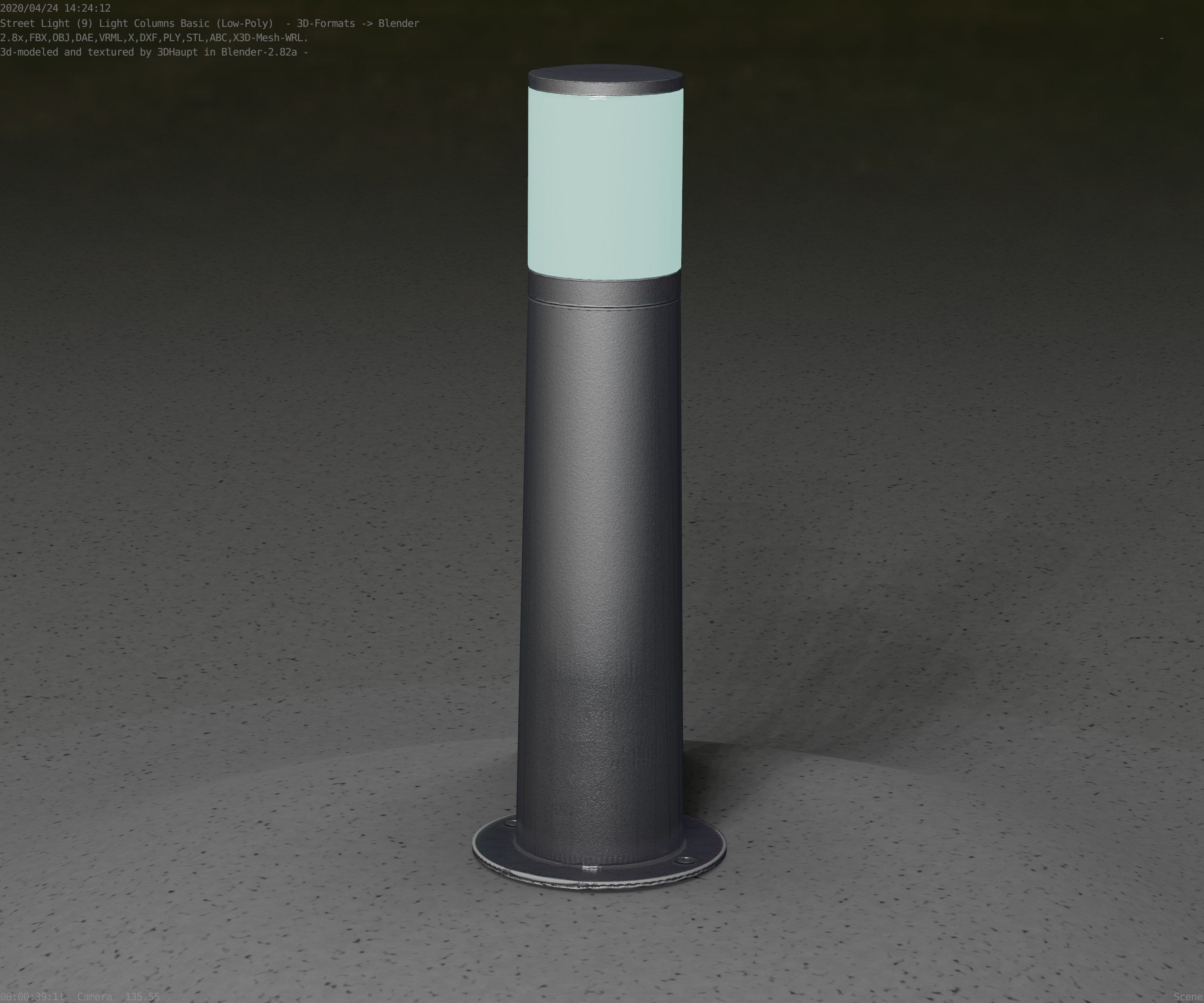 Low-Poly Basic Light Column 10 - Street Light Set-9 Low-poly 3D model_49