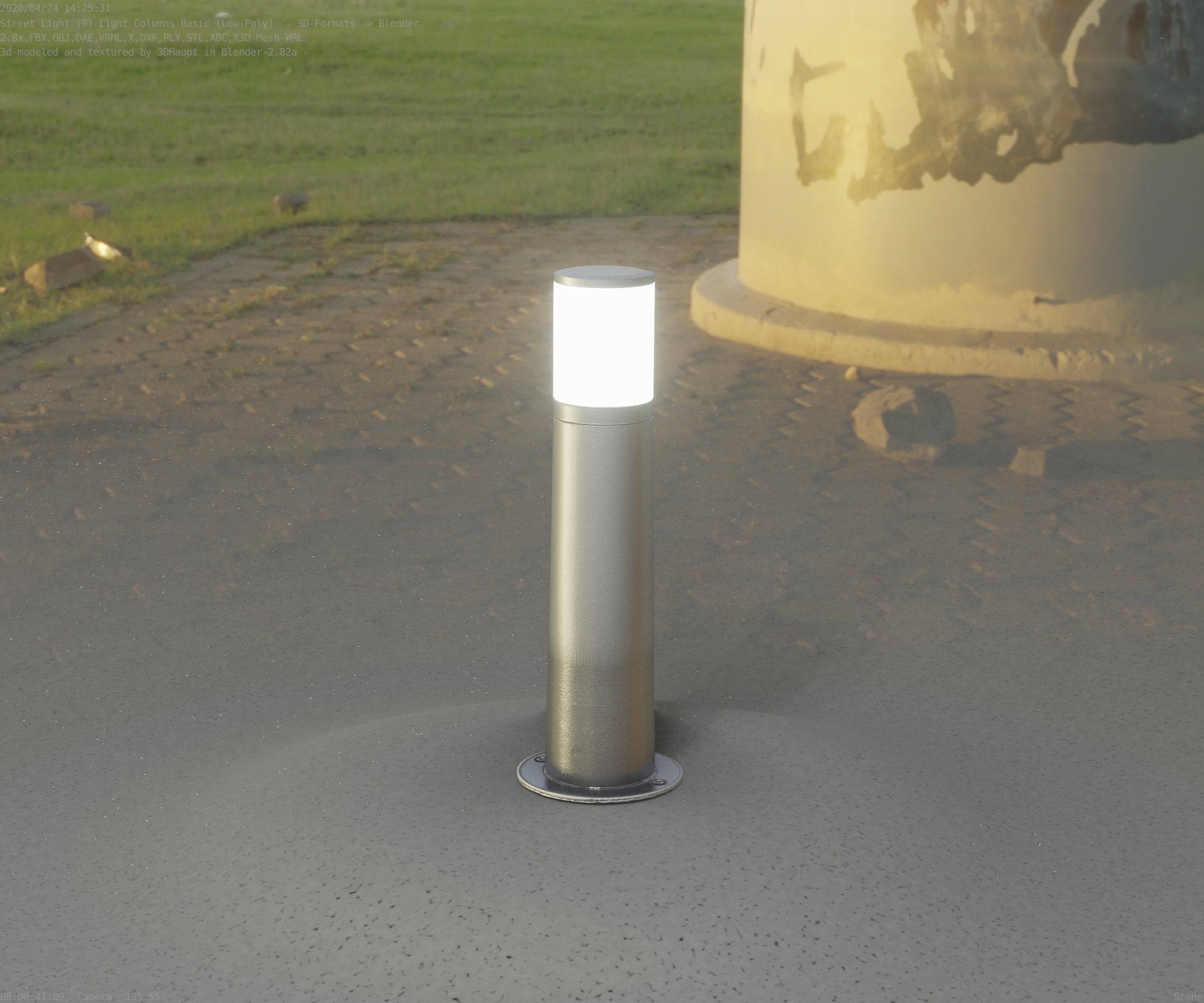 Low-Poly Basic Light Column 10 - Street Light Set-9 Low-poly 3D model_93
