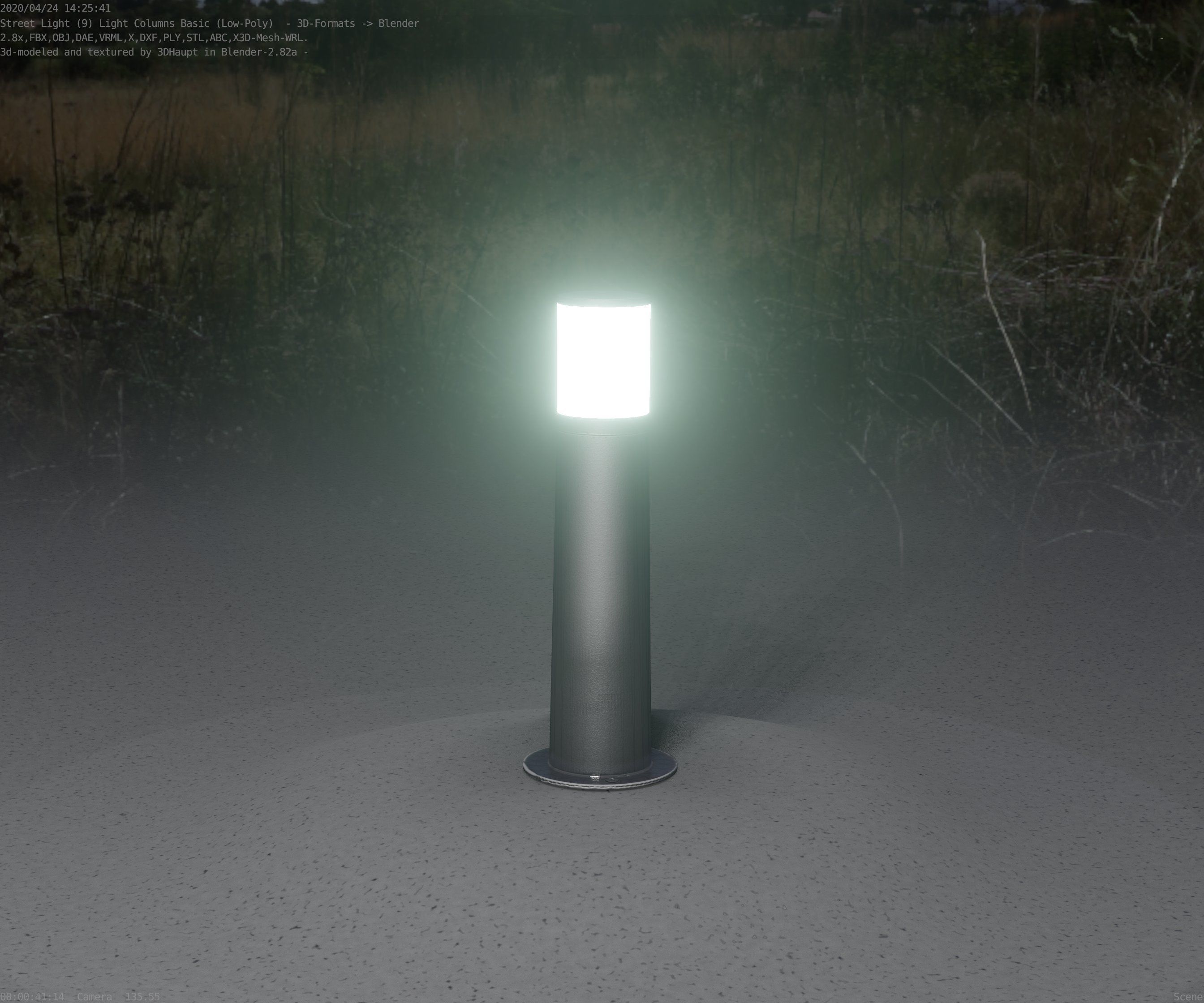 Low-Poly Basic Light Column 10 - Street Light Set-9 Low-poly 3D model_98