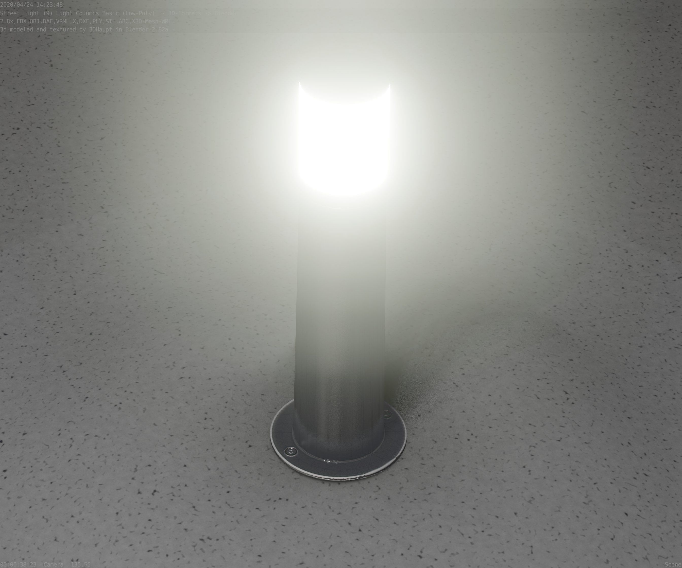 Low-Poly Basic Light Column 10 - Street Light Set-9 Low-poly 3D model_37