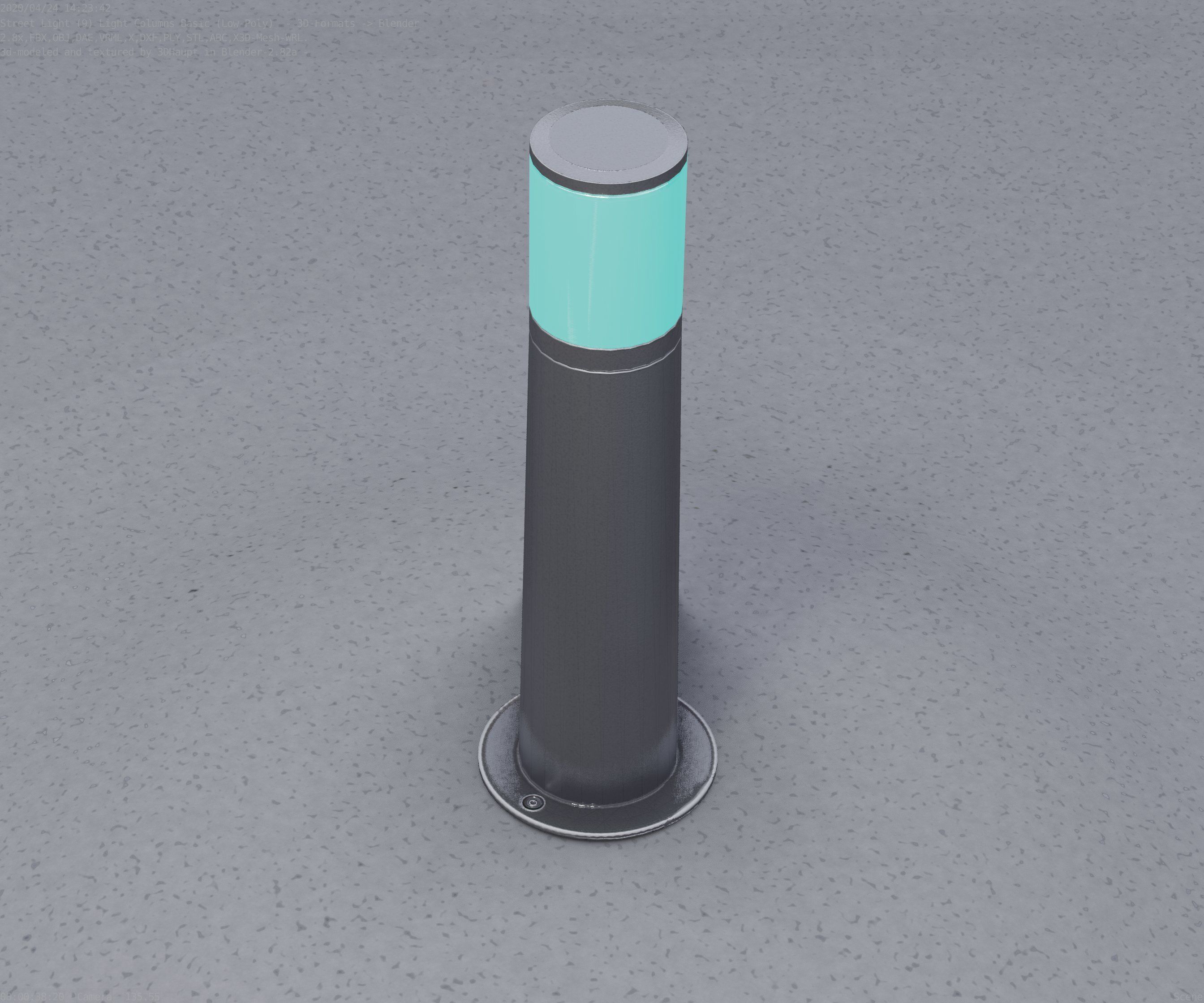 Low-Poly Basic Light Column 10 - Street Light Set-9 Low-poly 3D model_34