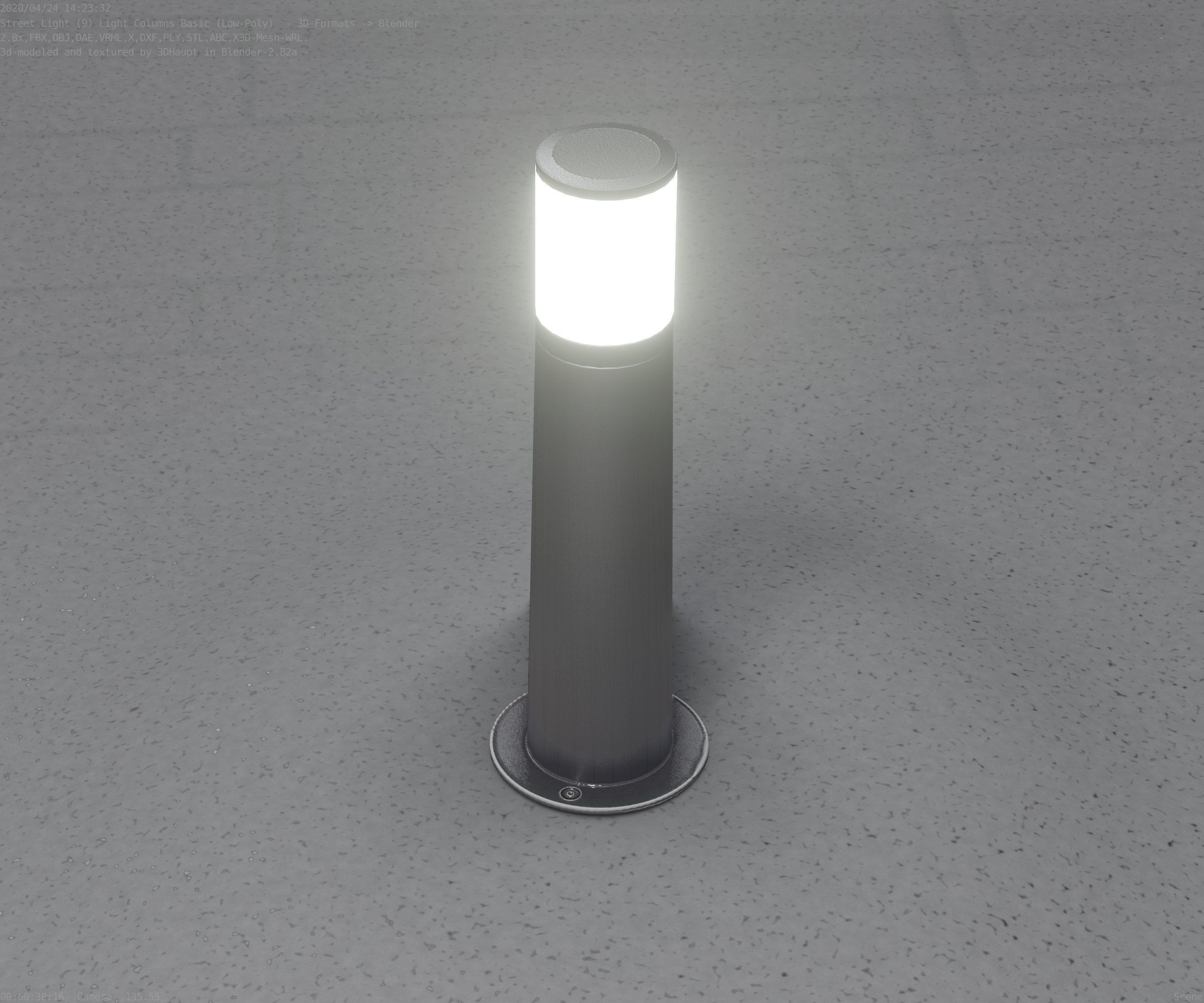 Low-Poly Basic Light Column 10 - Street Light Set-9 Low-poly 3D model_30