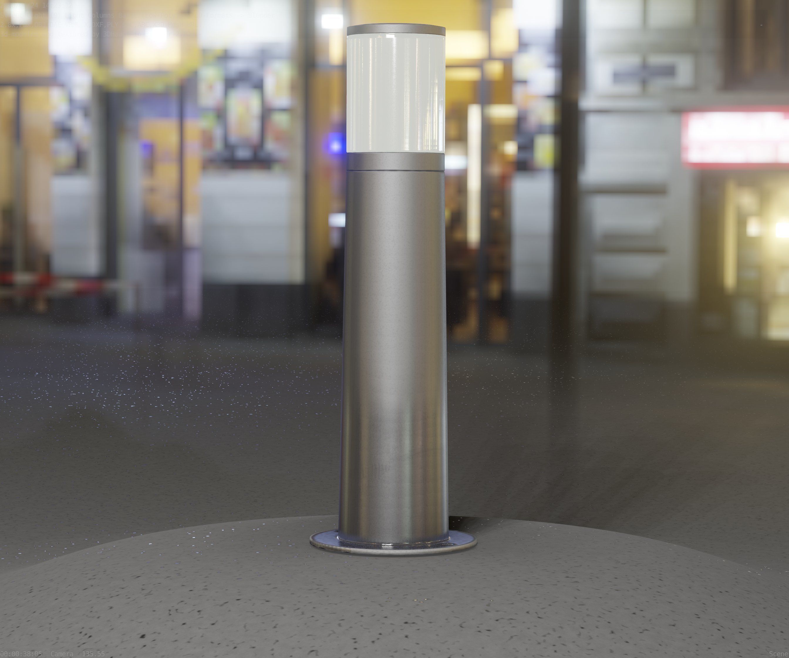 Low-Poly Basic Light Column 10 - Street Light Set-9 Low-poly 3D model_15