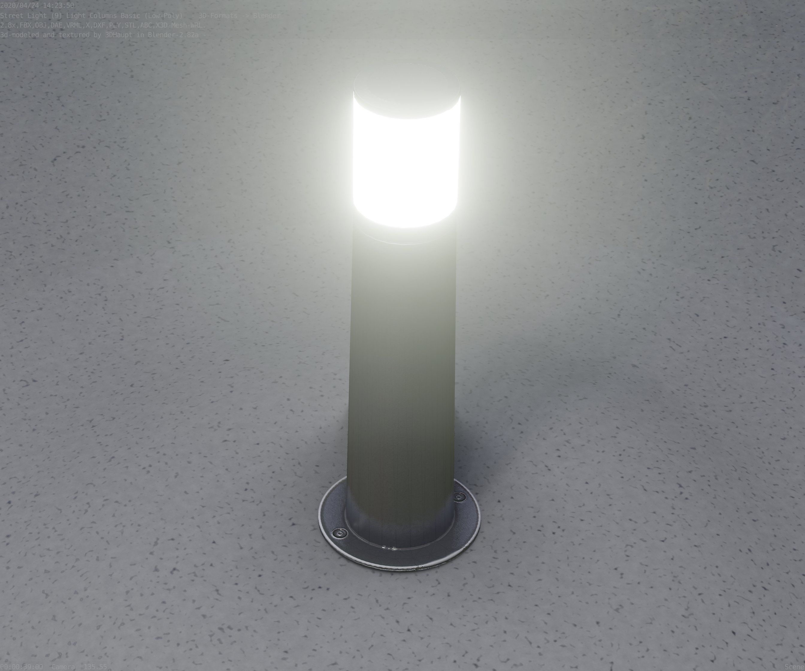 Low-Poly Basic Light Column 10 - Street Light Set-9 Low-poly 3D model_38