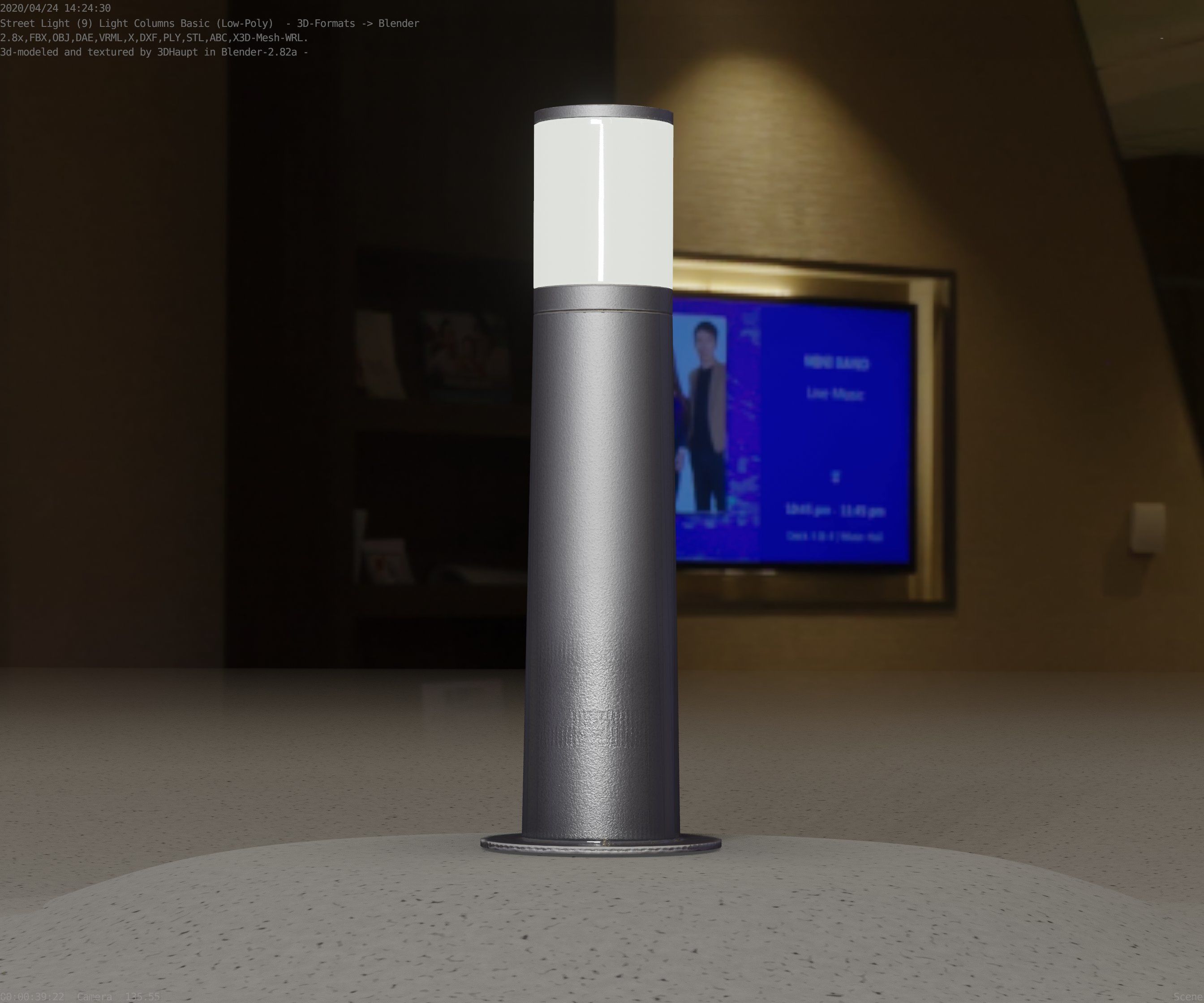 Low-Poly Basic Light Column 10 - Street Light Set-9 Low-poly 3D model_59