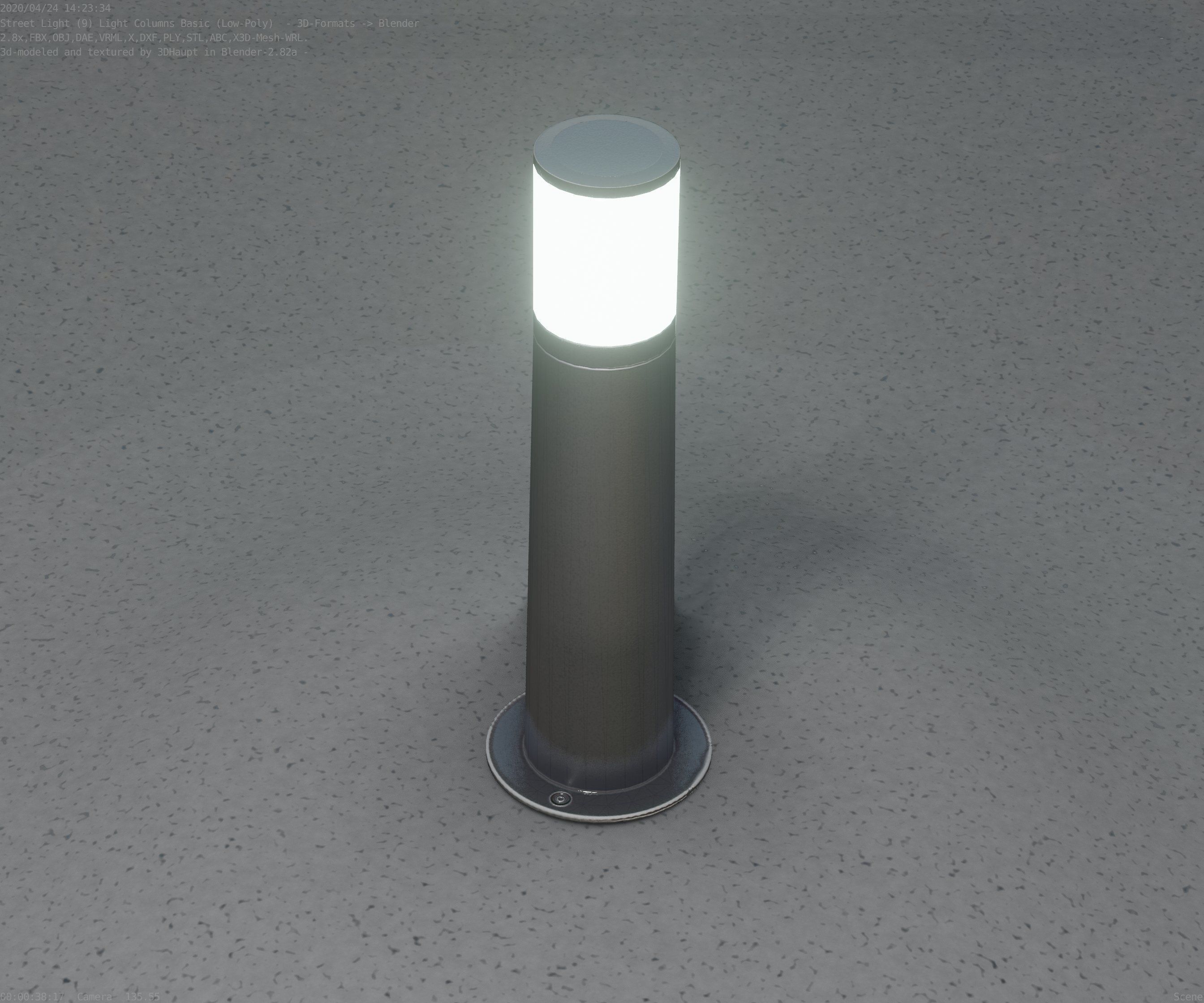 Low-Poly Basic Light Column 10 - Street Light Set-9 Low-poly 3D model_31