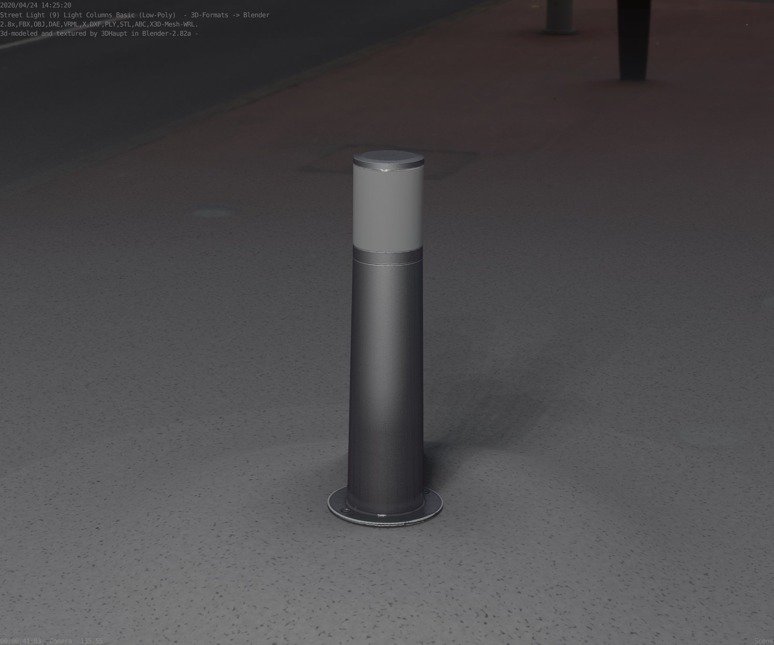 Low-Poly Basic Light Column 10 - Street Light Set-9 Low-poly 3D model_88