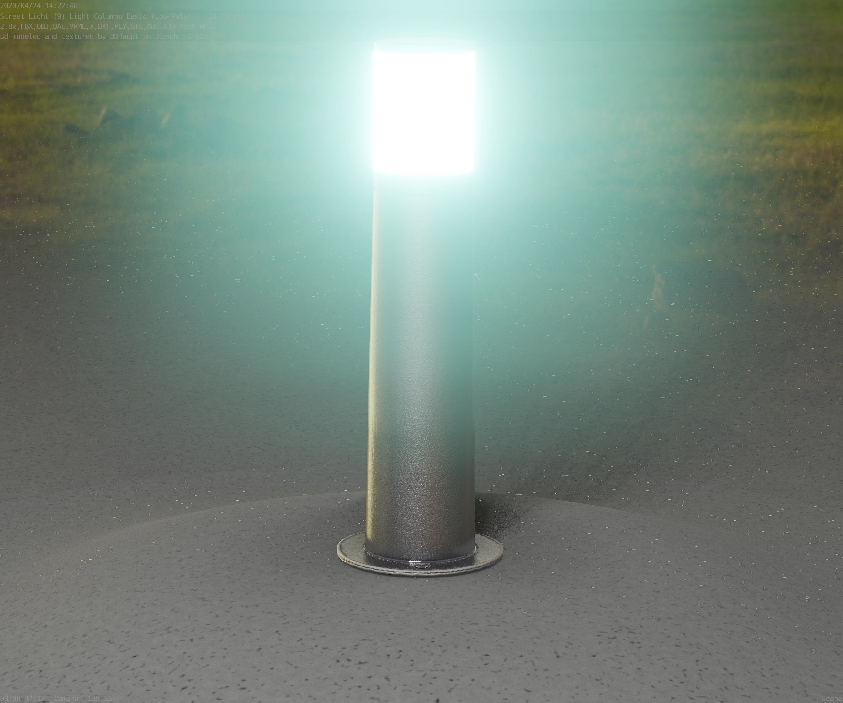 Low-Poly Basic Light Column 10 - Street Light Set-9 Low-poly 3D model_22