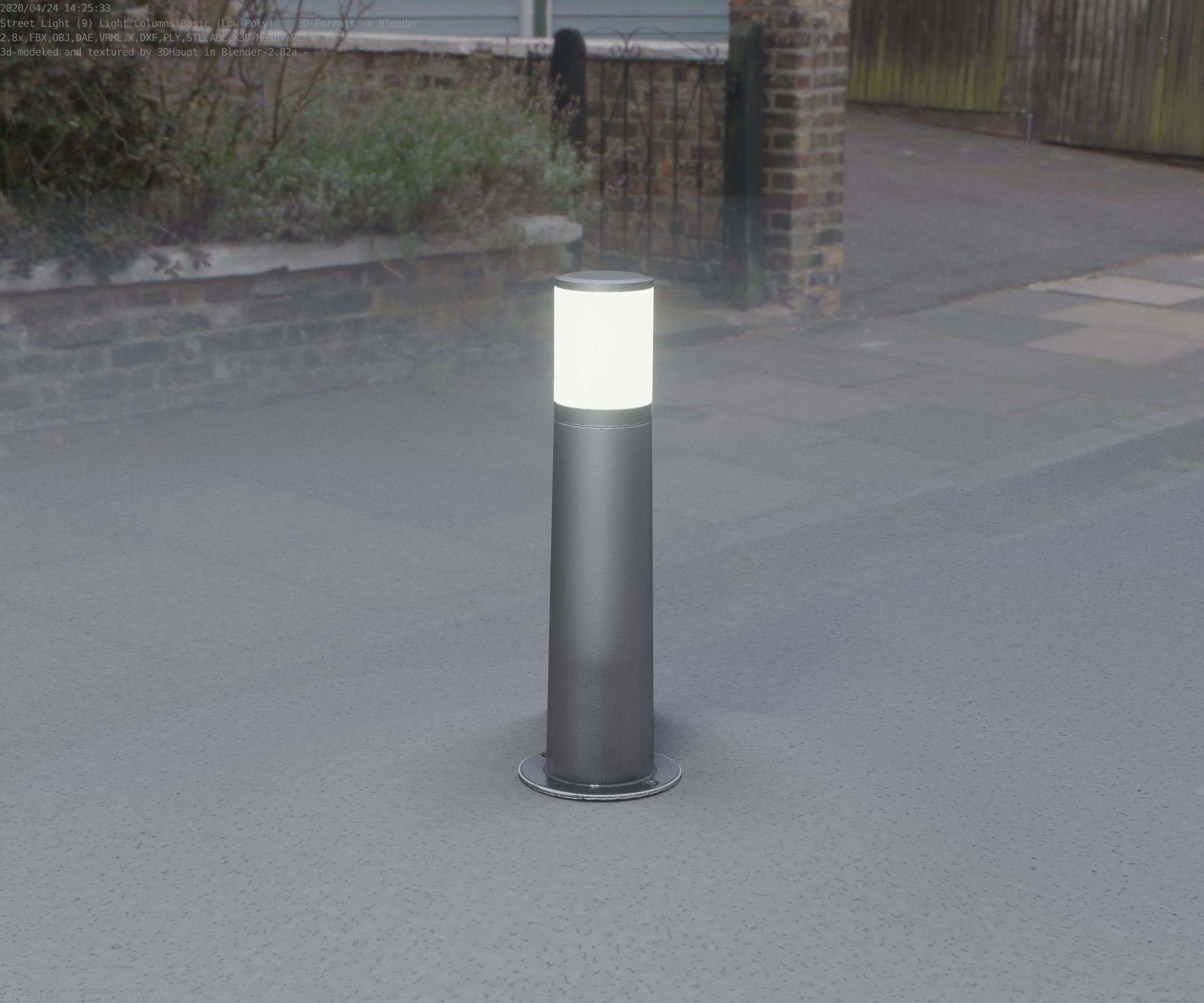 Low-Poly Basic Light Column 10 - Street Light Set-9 Low-poly 3D model_94