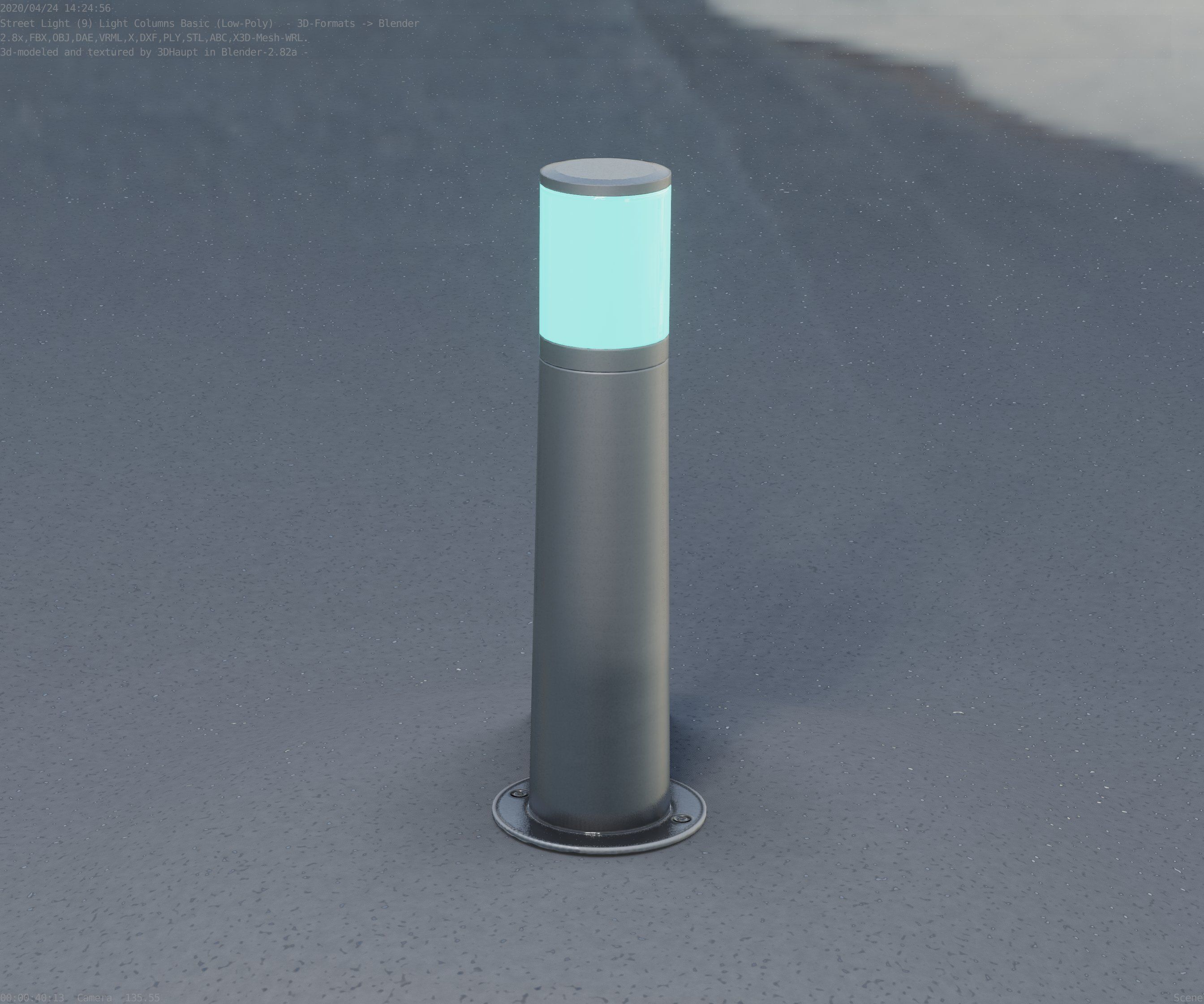 Low-Poly Basic Light Column 10 - Street Light Set-9 Low-poly 3D model_74