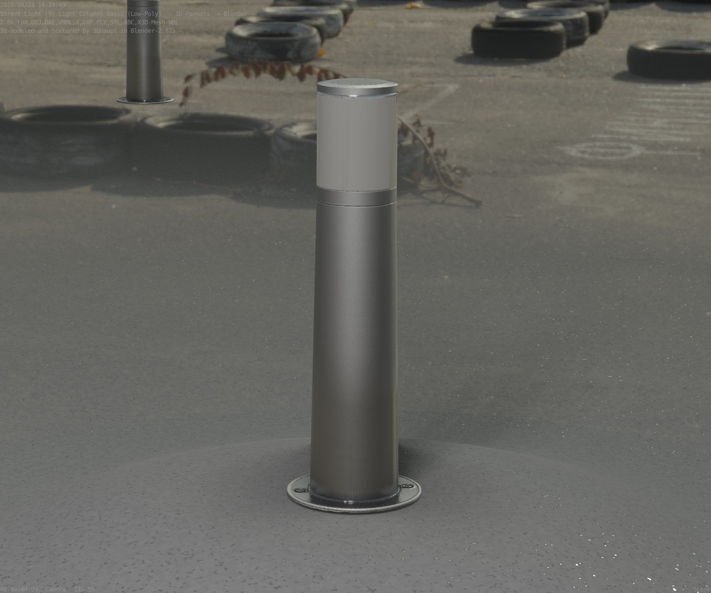 Low-Poly Basic Light Column 10 - Street Light Set-9 Low-poly 3D model_70