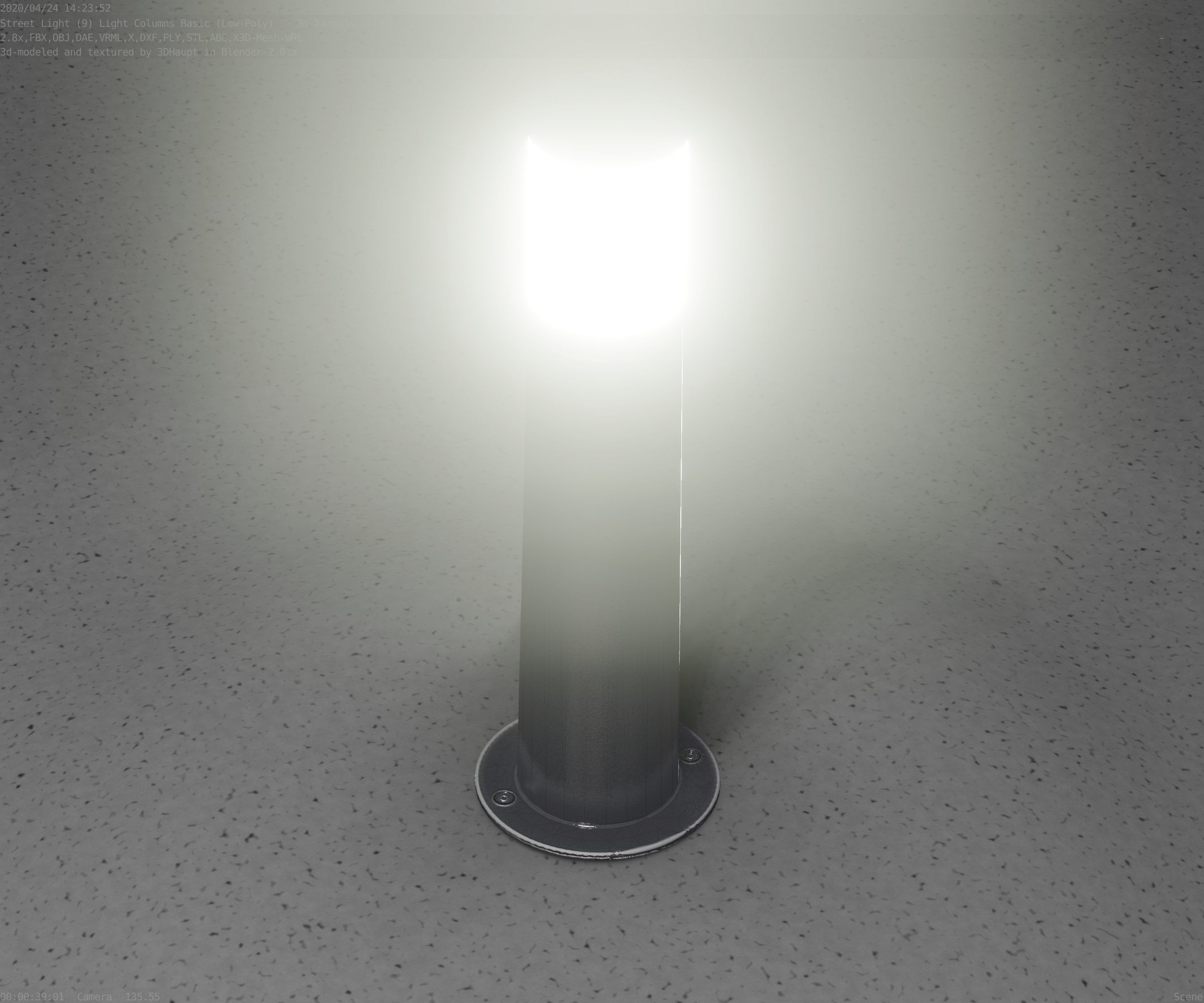 Low-Poly Basic Light Column 10 - Street Light Set-9 Low-poly 3D model_39