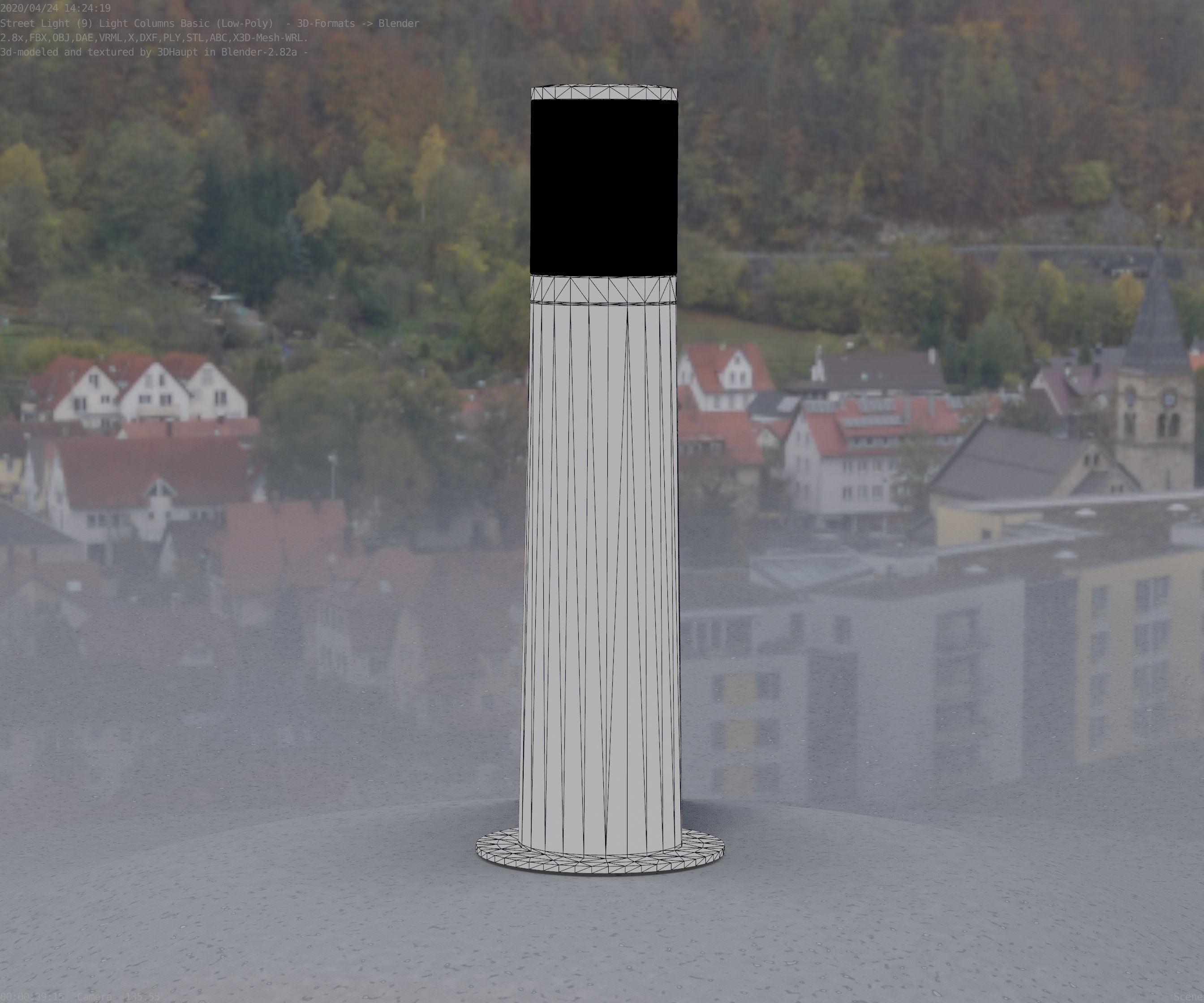 Low-Poly Basic Light Column 10 - Street Light Set-9 Low-poly 3D model_2