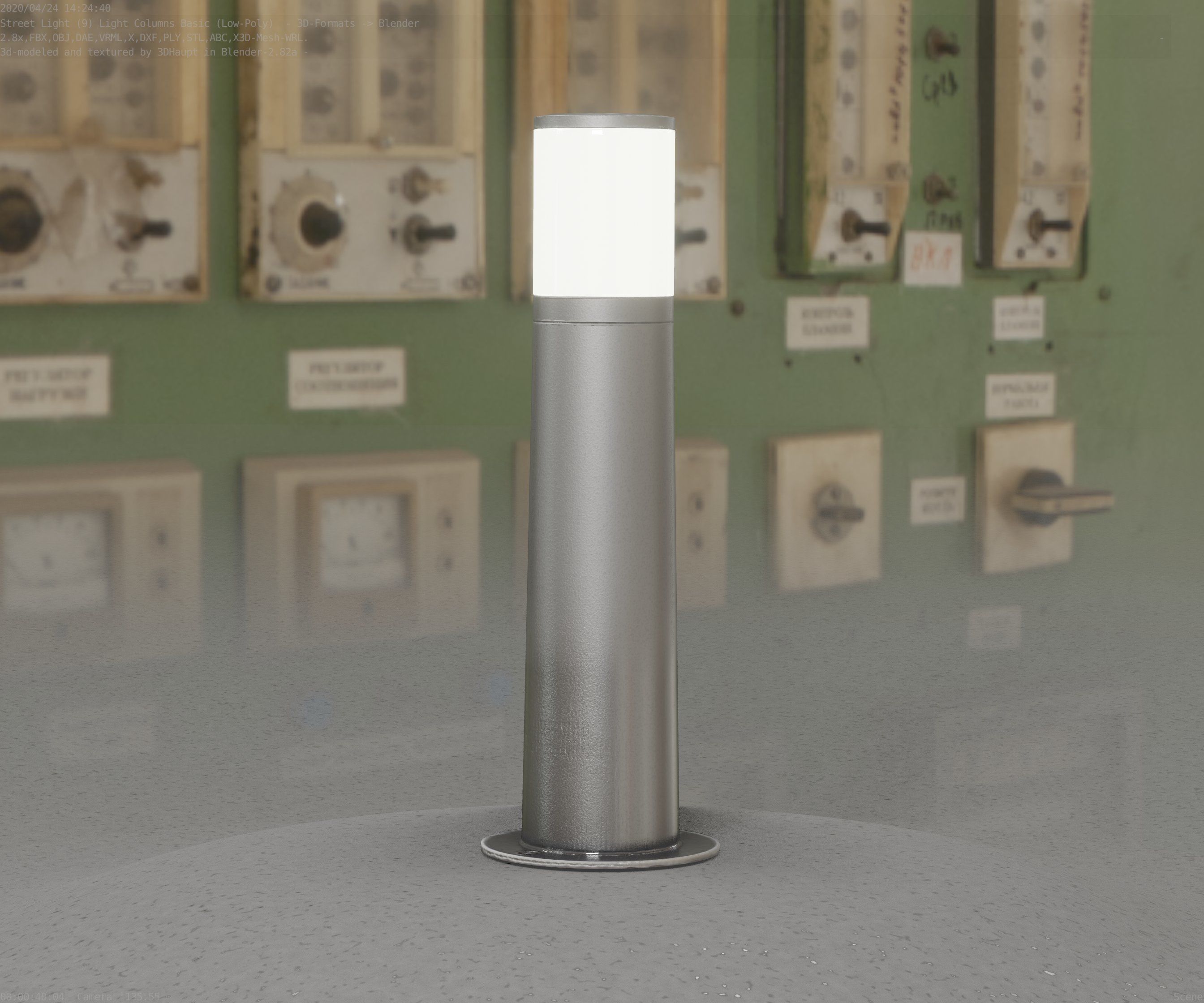 Low-Poly Basic Light Column 10 - Street Light Set-9 Low-poly 3D model_65