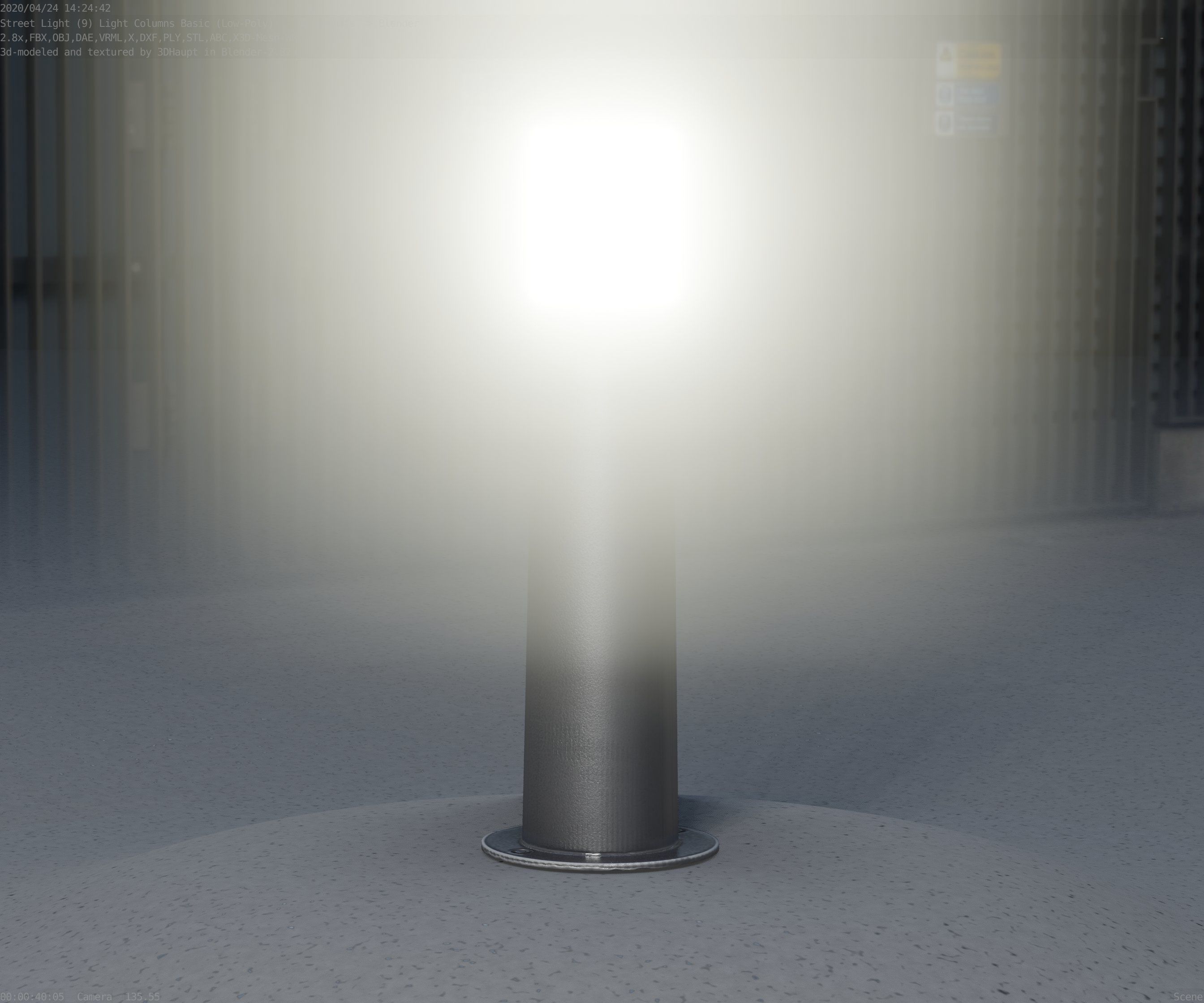 Low-Poly Basic Light Column 10 - Street Light Set-9 Low-poly 3D model_66