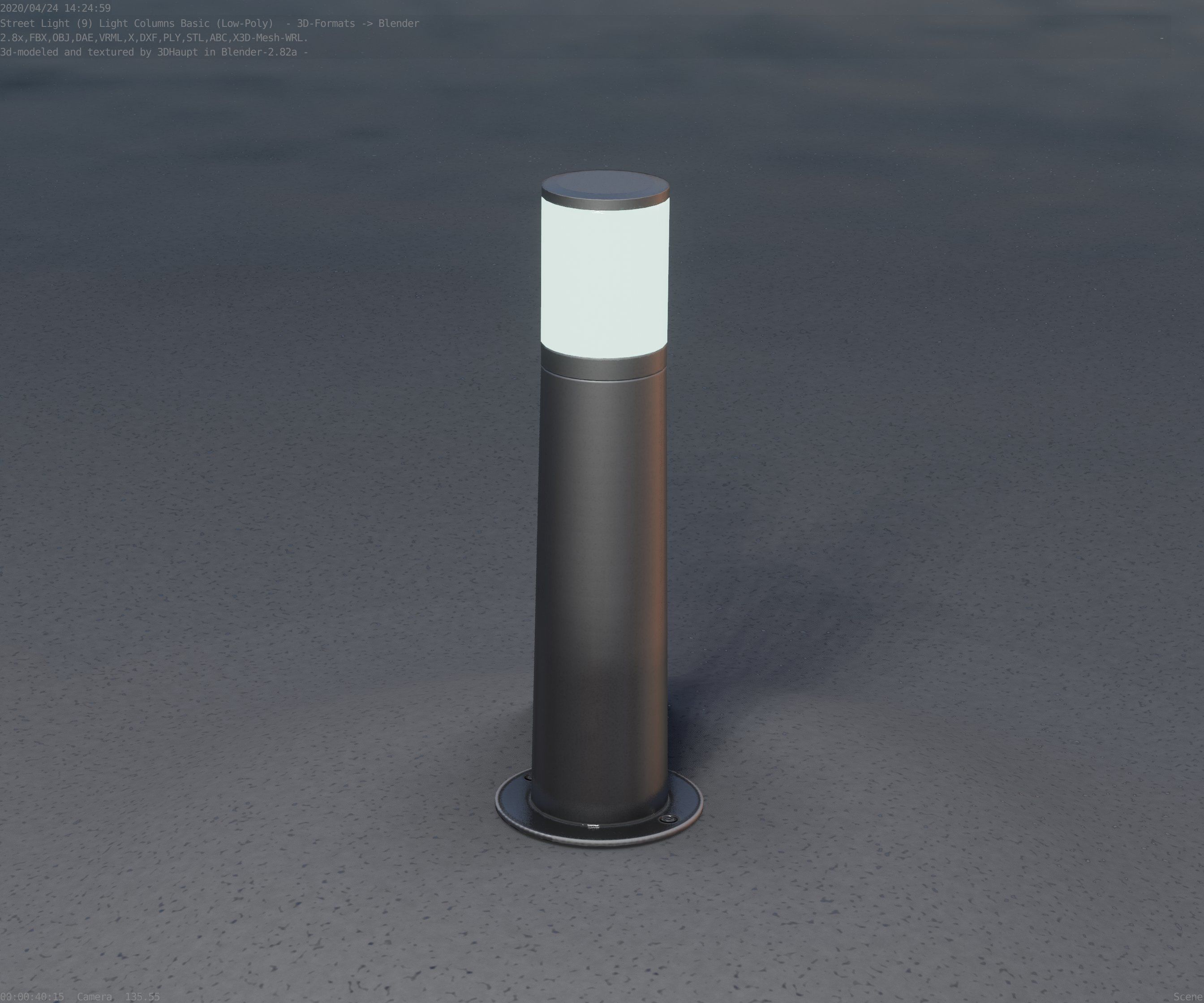 Low-Poly Basic Light Column 10 - Street Light Set-9 Low-poly 3D model_76