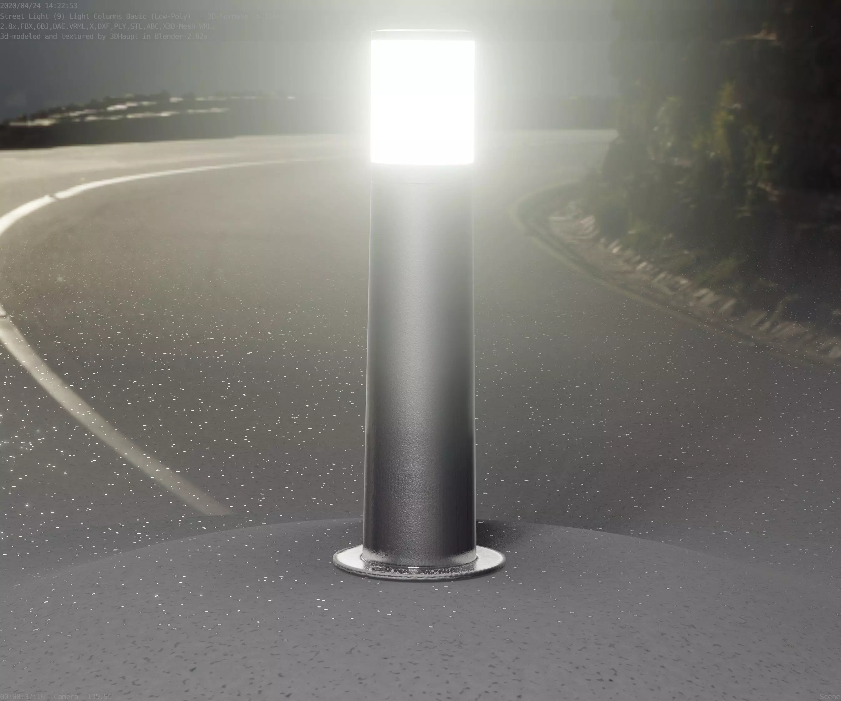 Low-Poly Basic Light Column 10 - Street Light Set-9 Low-poly 3D model_0