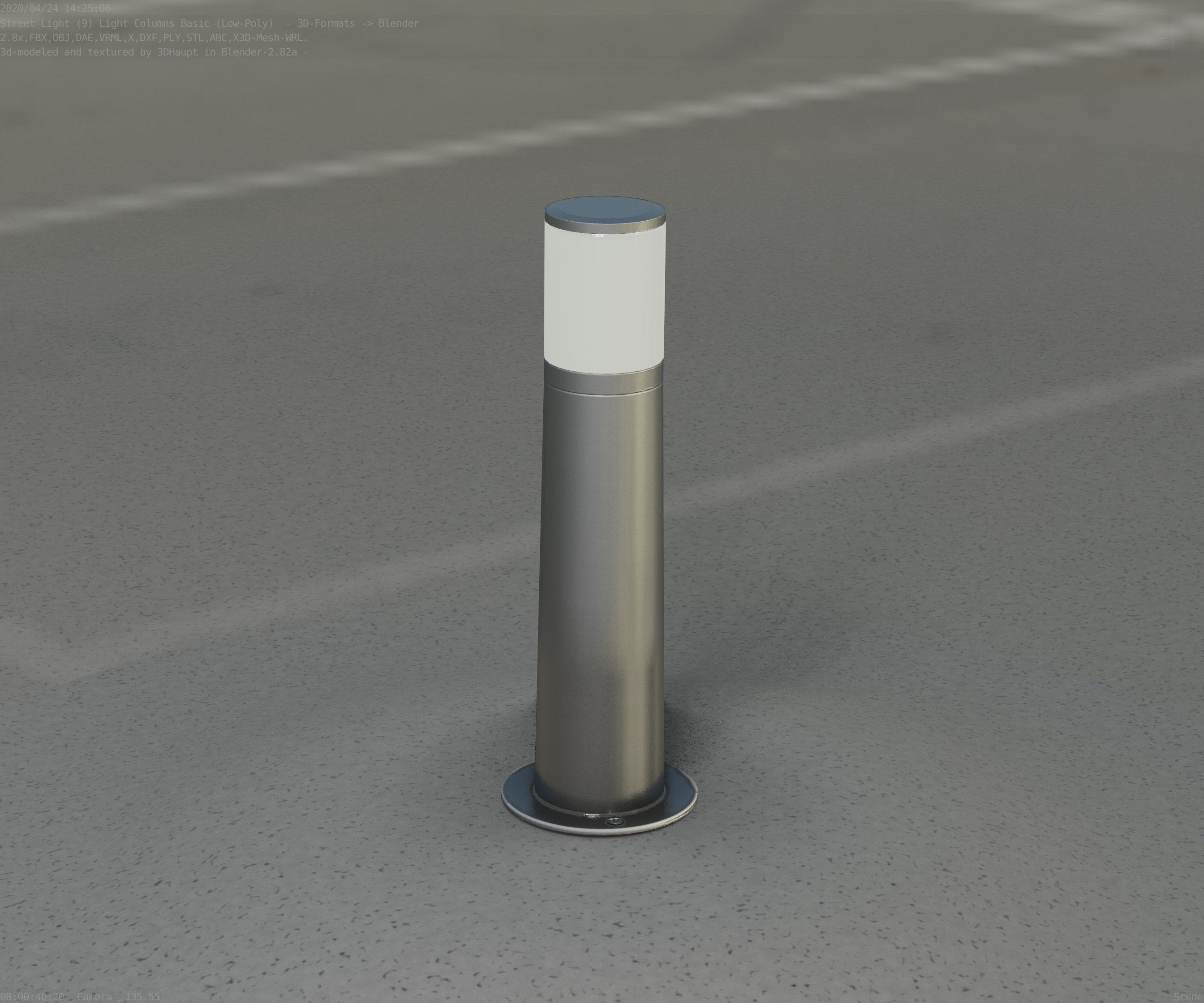 Low-Poly Basic Light Column 10 - Street Light Set-9 Low-poly 3D model_81