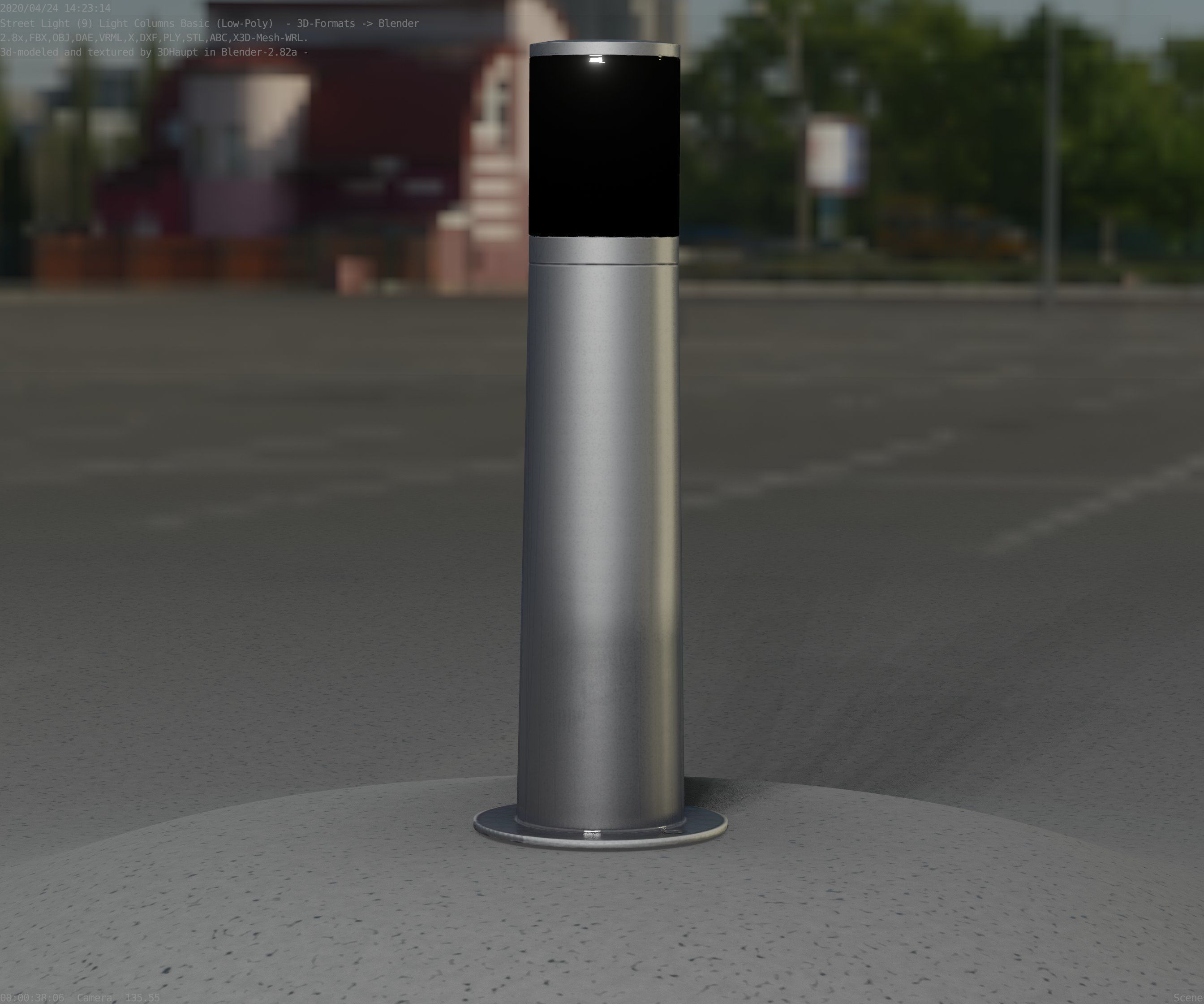 Low-Poly Basic Light Column 10 - Street Light Set-9 Low-poly 3D model_16