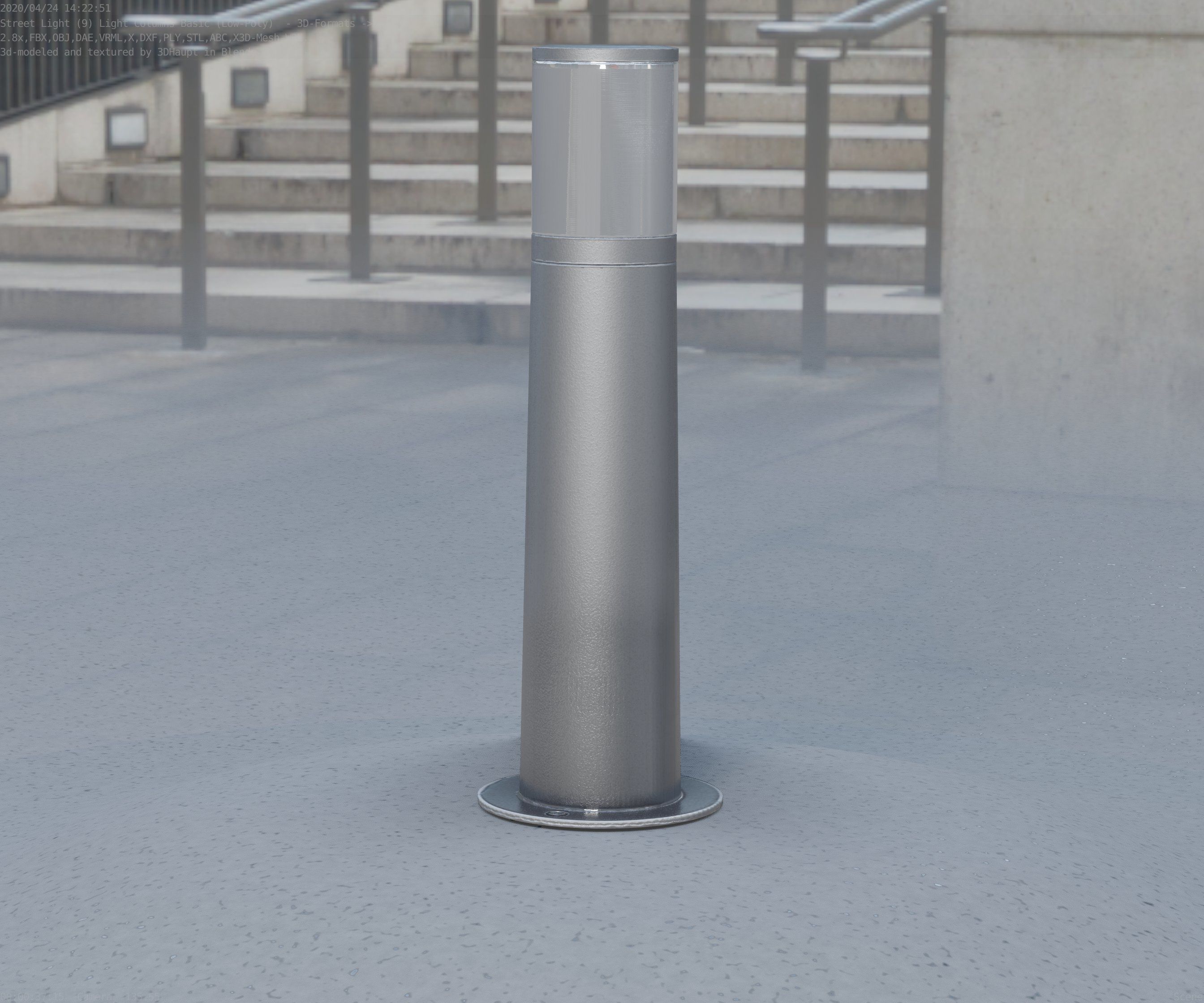 Low-Poly Basic Light Column 10 - Street Light Set-9 Low-poly 3D model_25