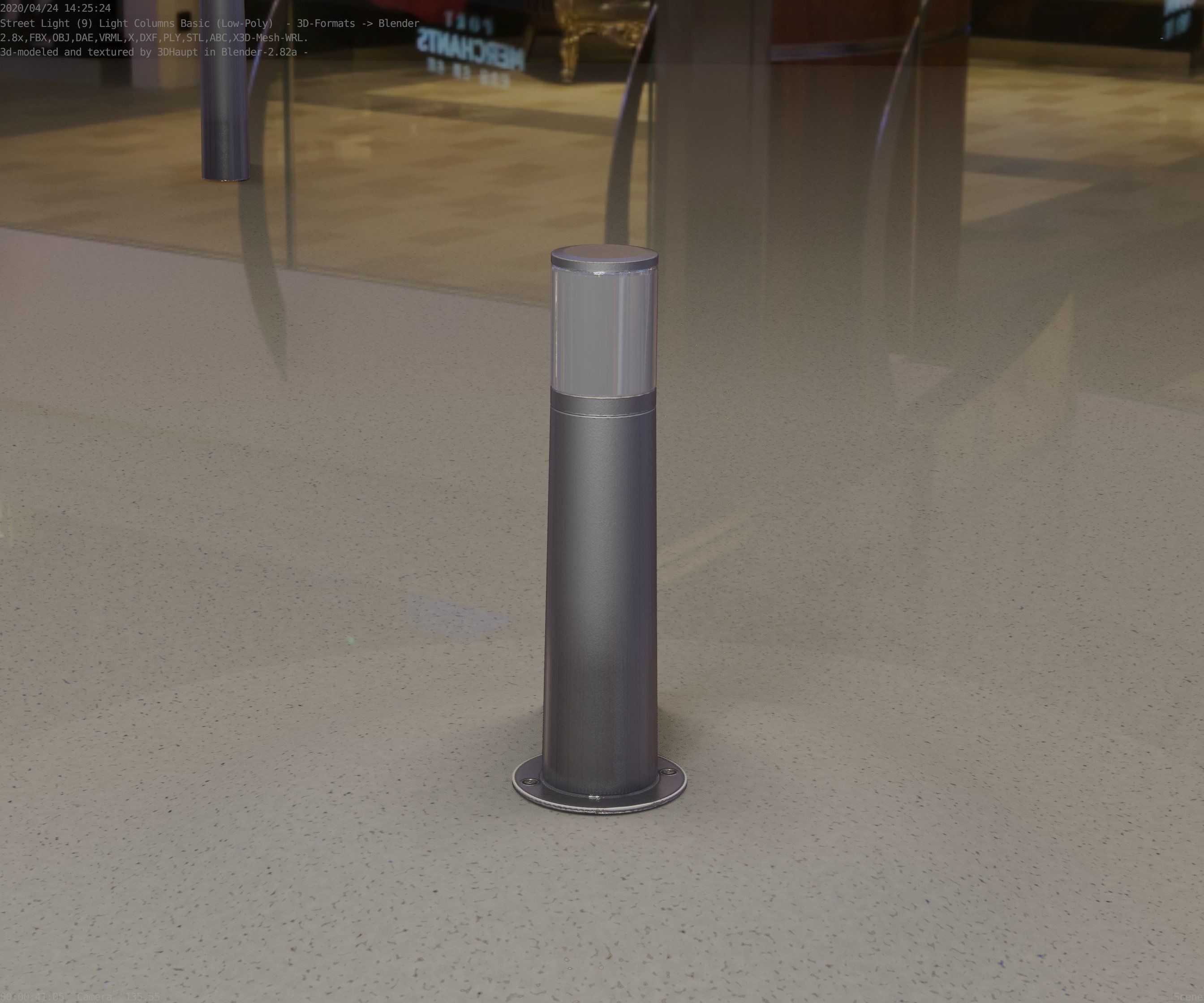 Low-Poly Basic Light Column 10 - Street Light Set-9 Low-poly 3D model_90