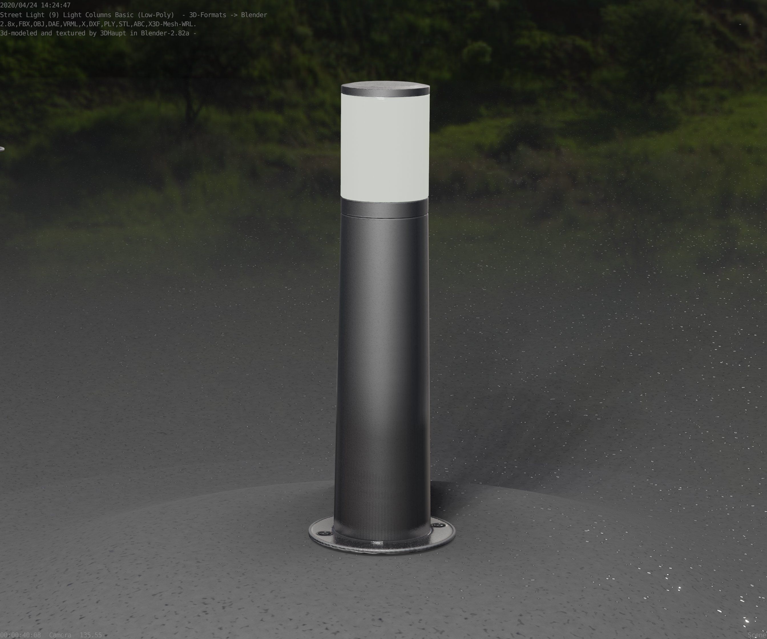 Low-Poly Basic Light Column 10 - Street Light Set-9 Low-poly 3D model_69