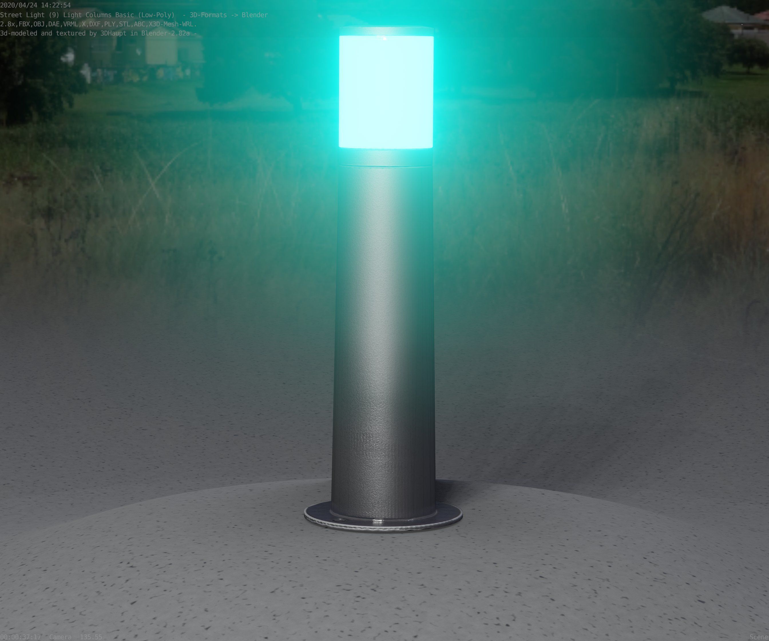 Low-Poly Basic Light Column 10 - Street Light Set-9 Low-poly 3D model_3