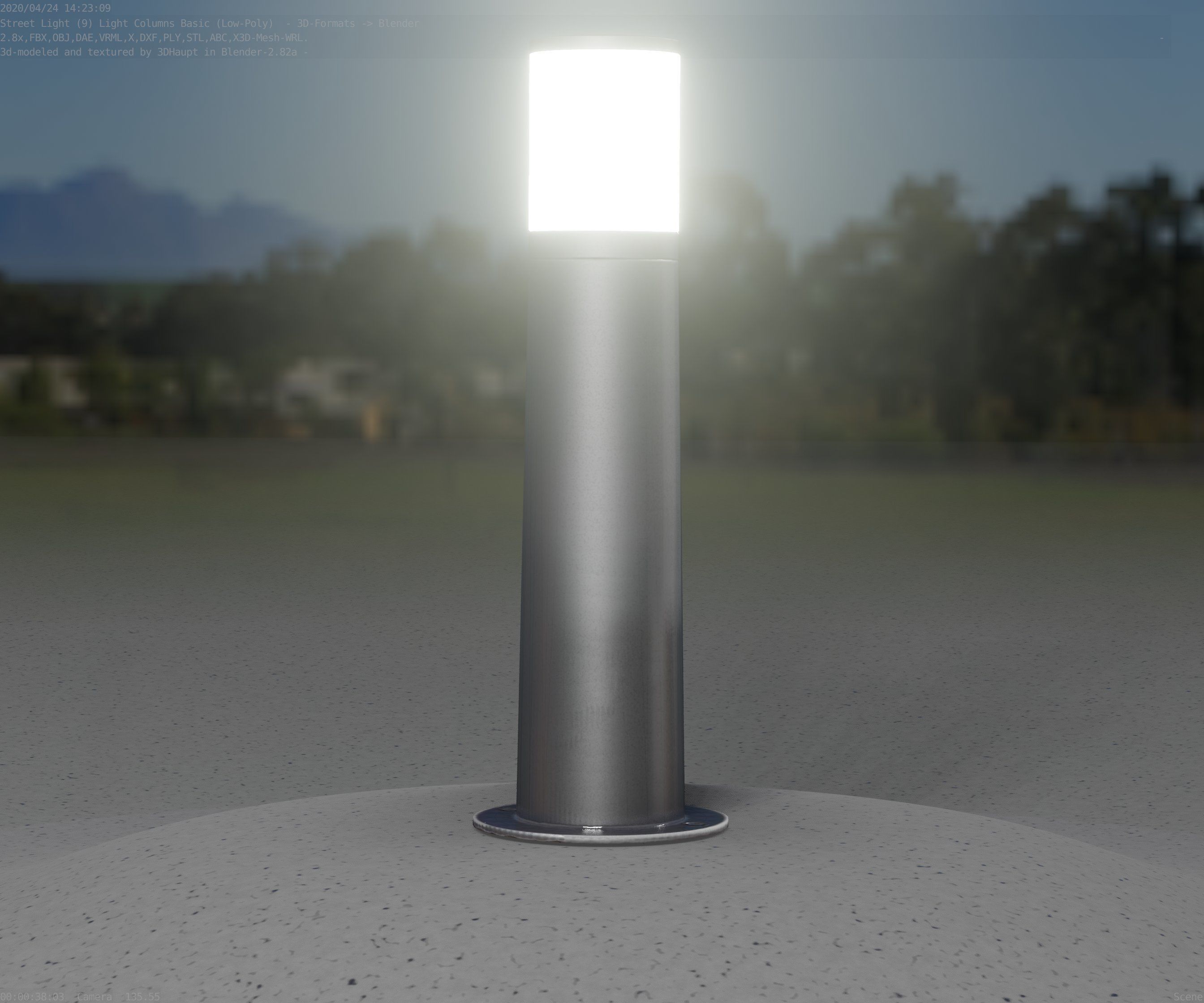 Low-Poly Basic Light Column 10 - Street Light Set-9 Low-poly 3D model_13