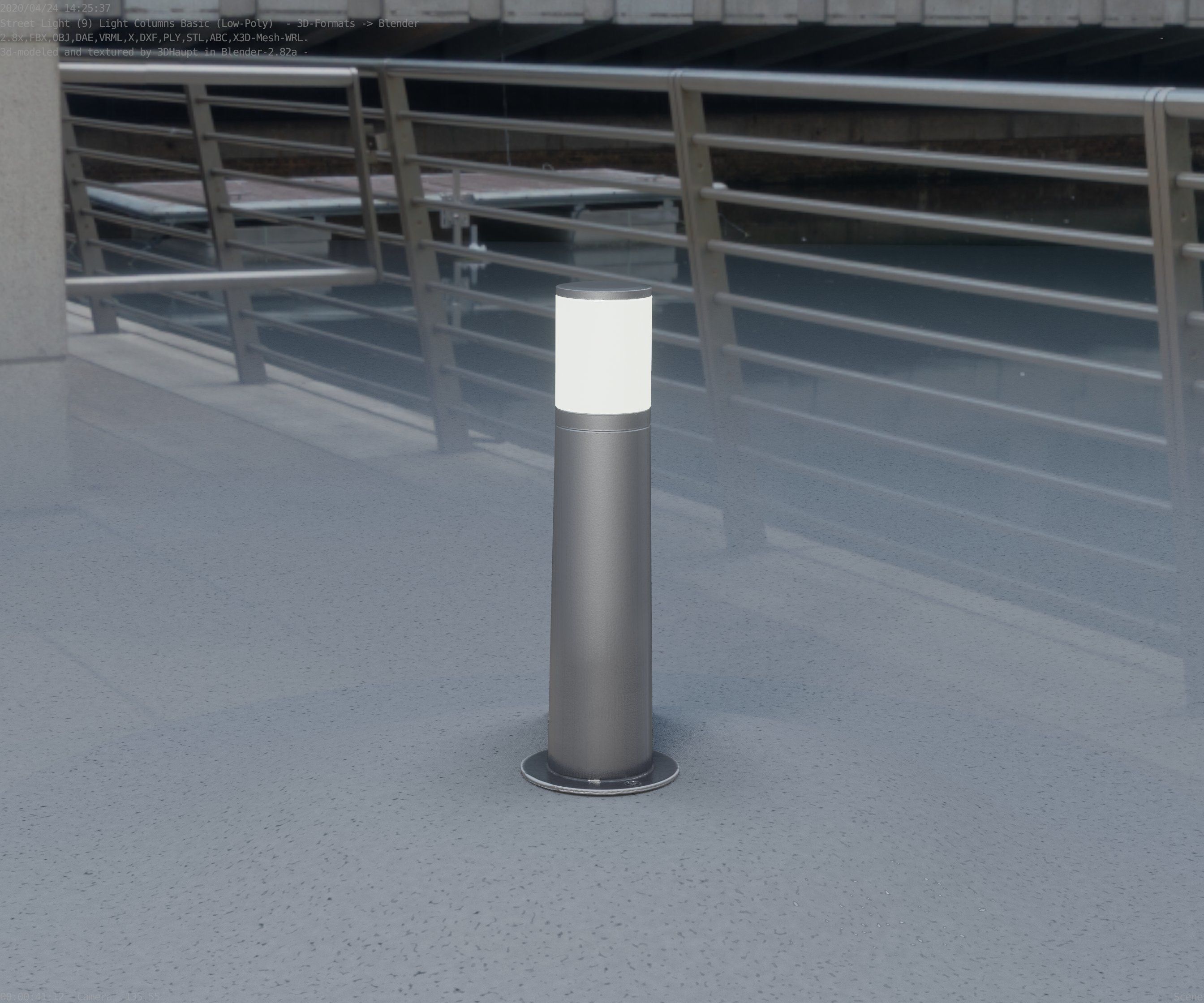 Low-Poly Basic Light Column 10 - Street Light Set-9 Low-poly 3D model_96