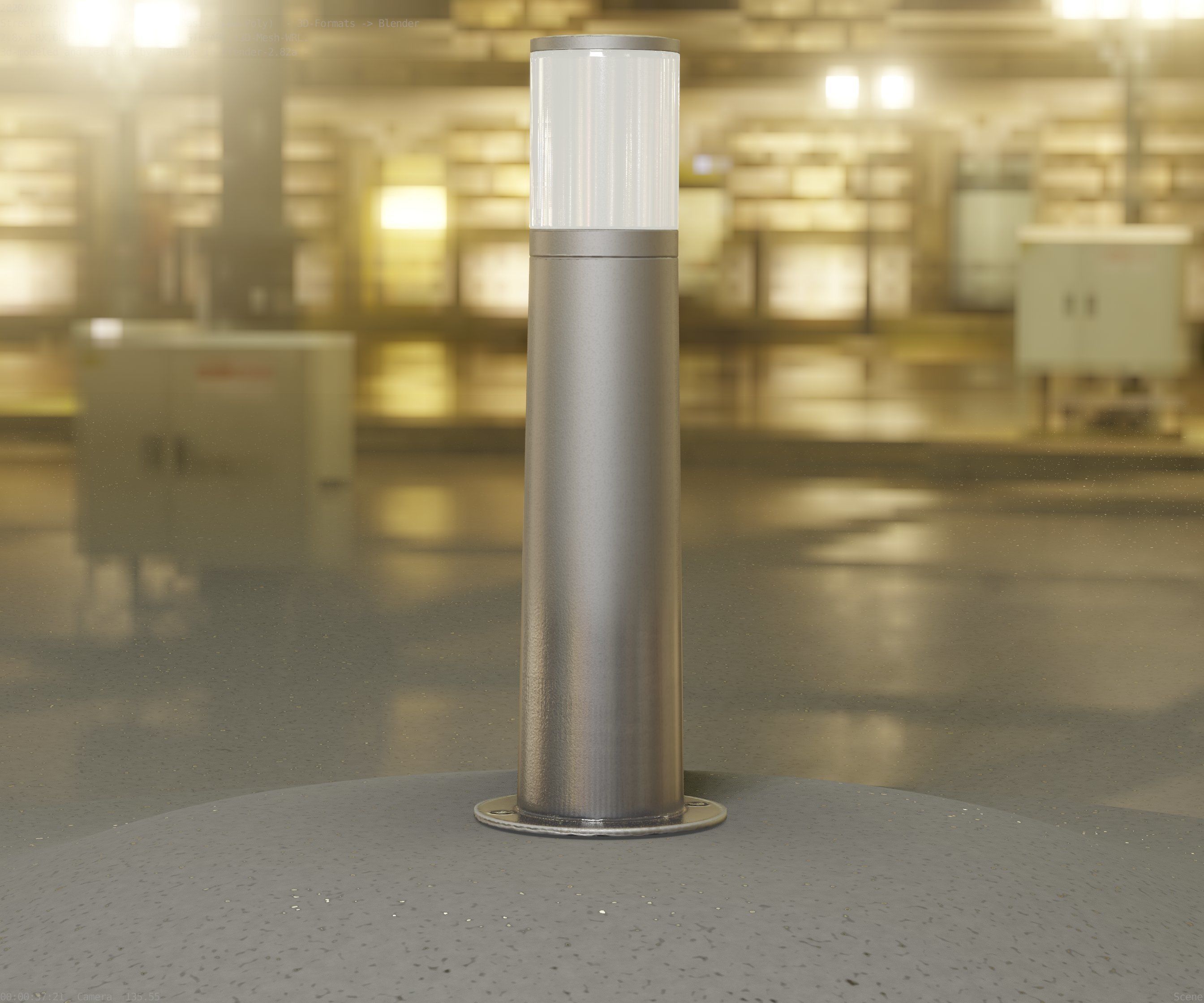 Low-Poly Basic Light Column 10 - Street Light Set-9 Low-poly 3D model_7