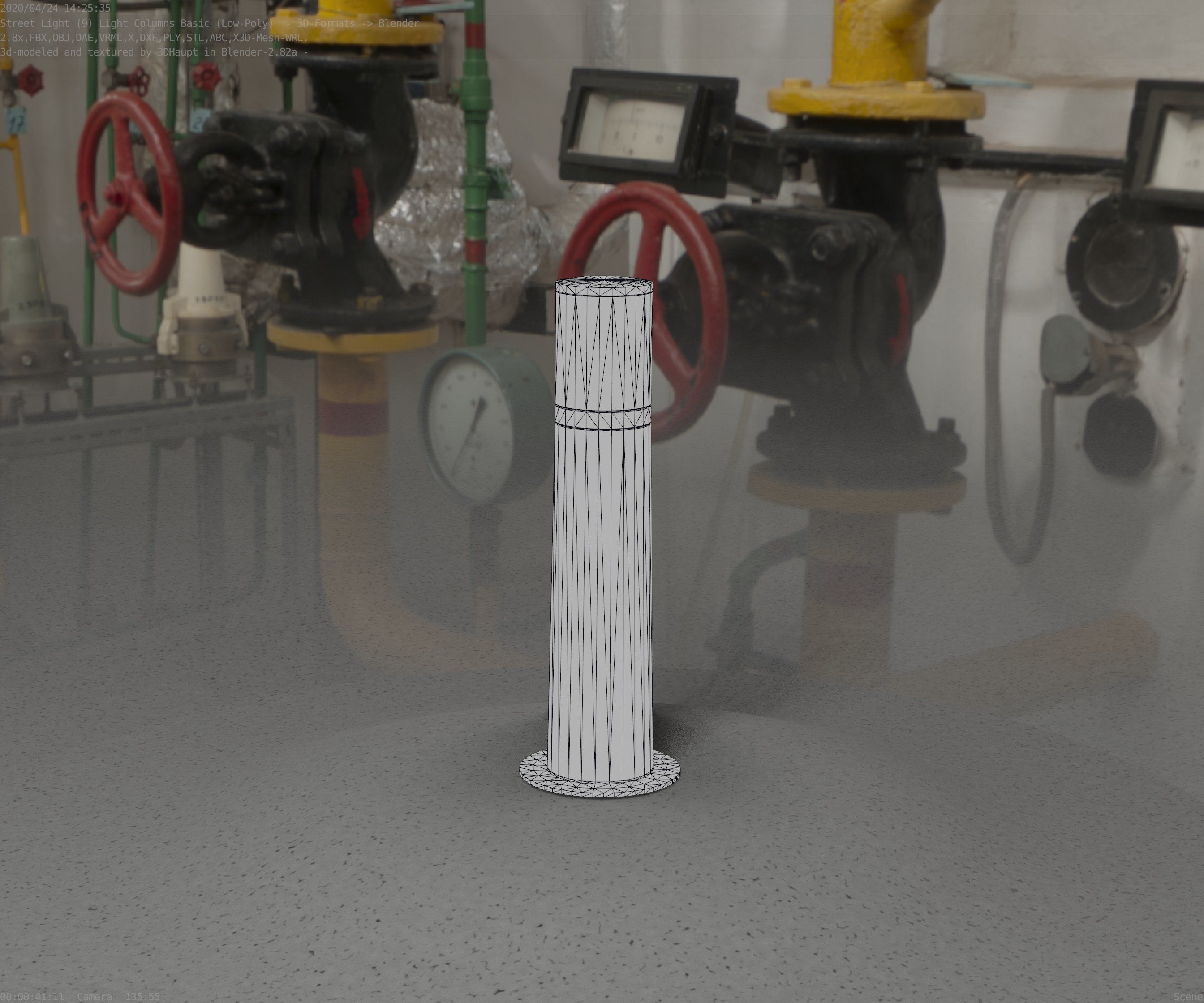 Low-Poly Basic Light Column 10 - Street Light Set-9 Low-poly 3D model_95