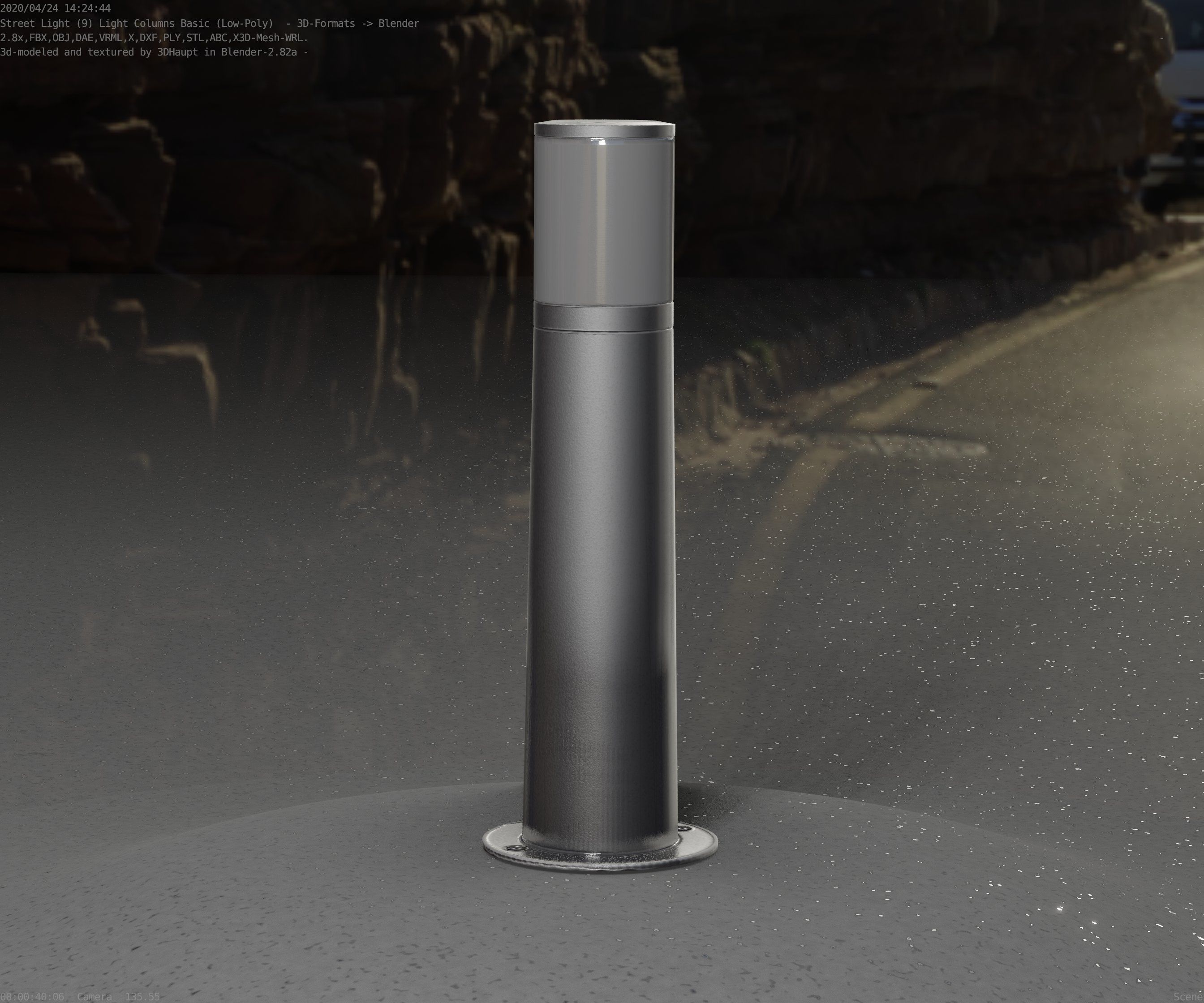 Low-Poly Basic Light Column 10 - Street Light Set-9 Low-poly 3D model_67