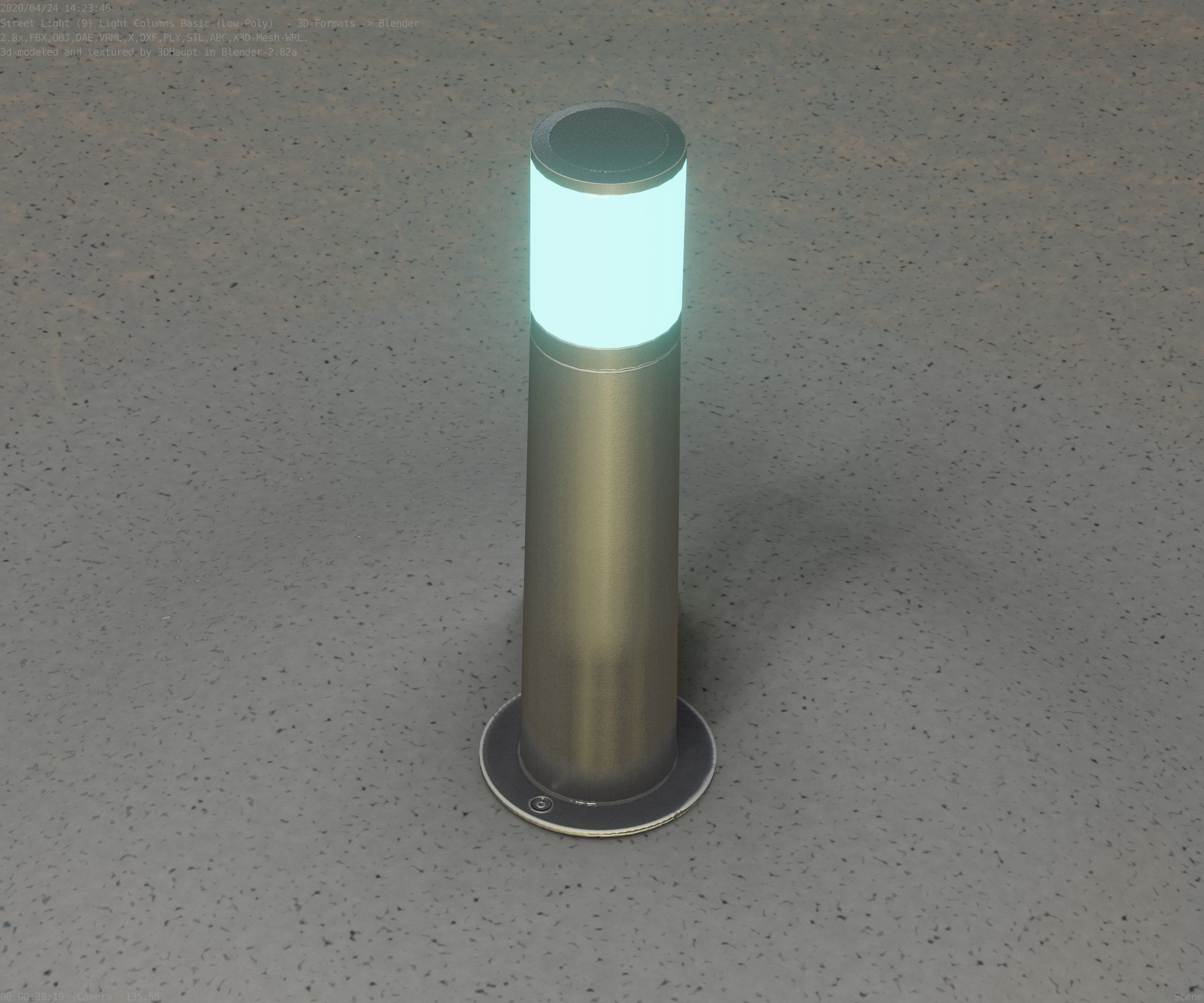 Low-Poly Basic Light Column 10 - Street Light Set-9 Low-poly 3D model_33